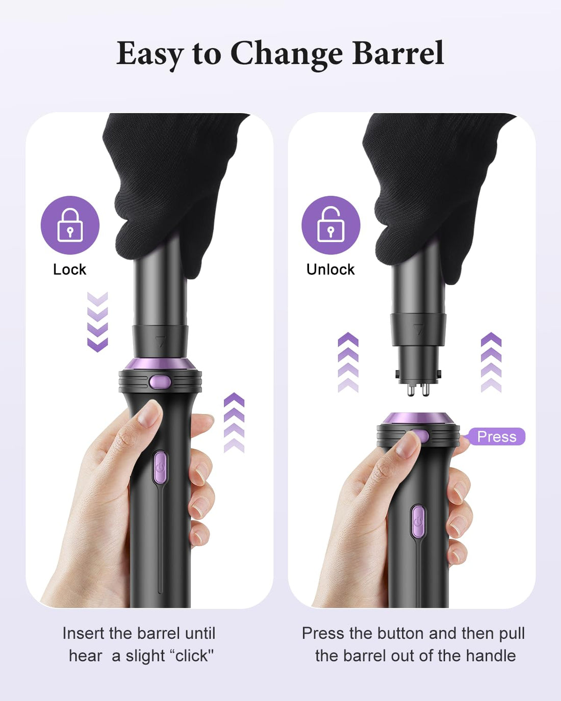 BESTOPE PRO 5 in 1 Hair Curling Wand, Hair Curler Set with Thermal Brush and Hair Straightener, 13 Temperature Control for All Hair Lengths, with Heat Resistant Mat, Glove, Clip, Purple Halalzen