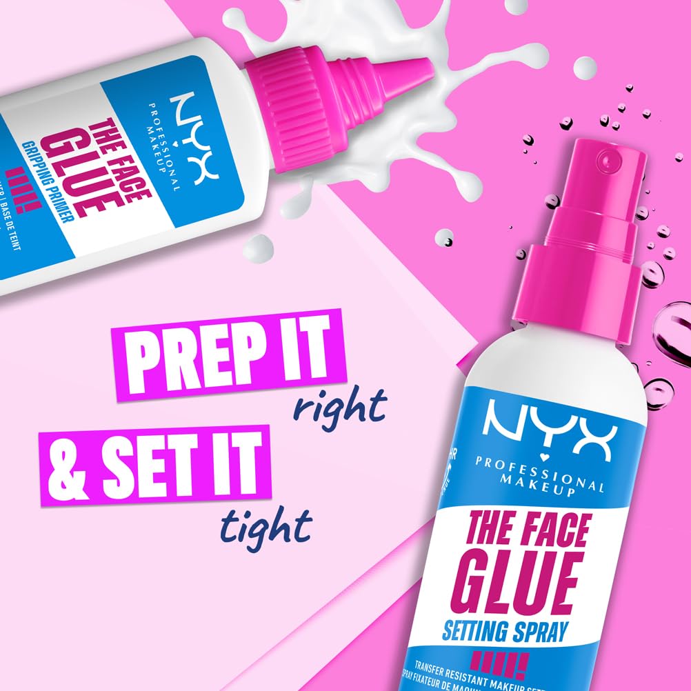 NYX Professional Makeup Setting Spray, Makeup Setting Spray, Long-lasting Wear, Transfer Resistant & Waterproof, Dry Naturally, Flawless Makeup Appearance , The Face Glue, 60ml Halalzen