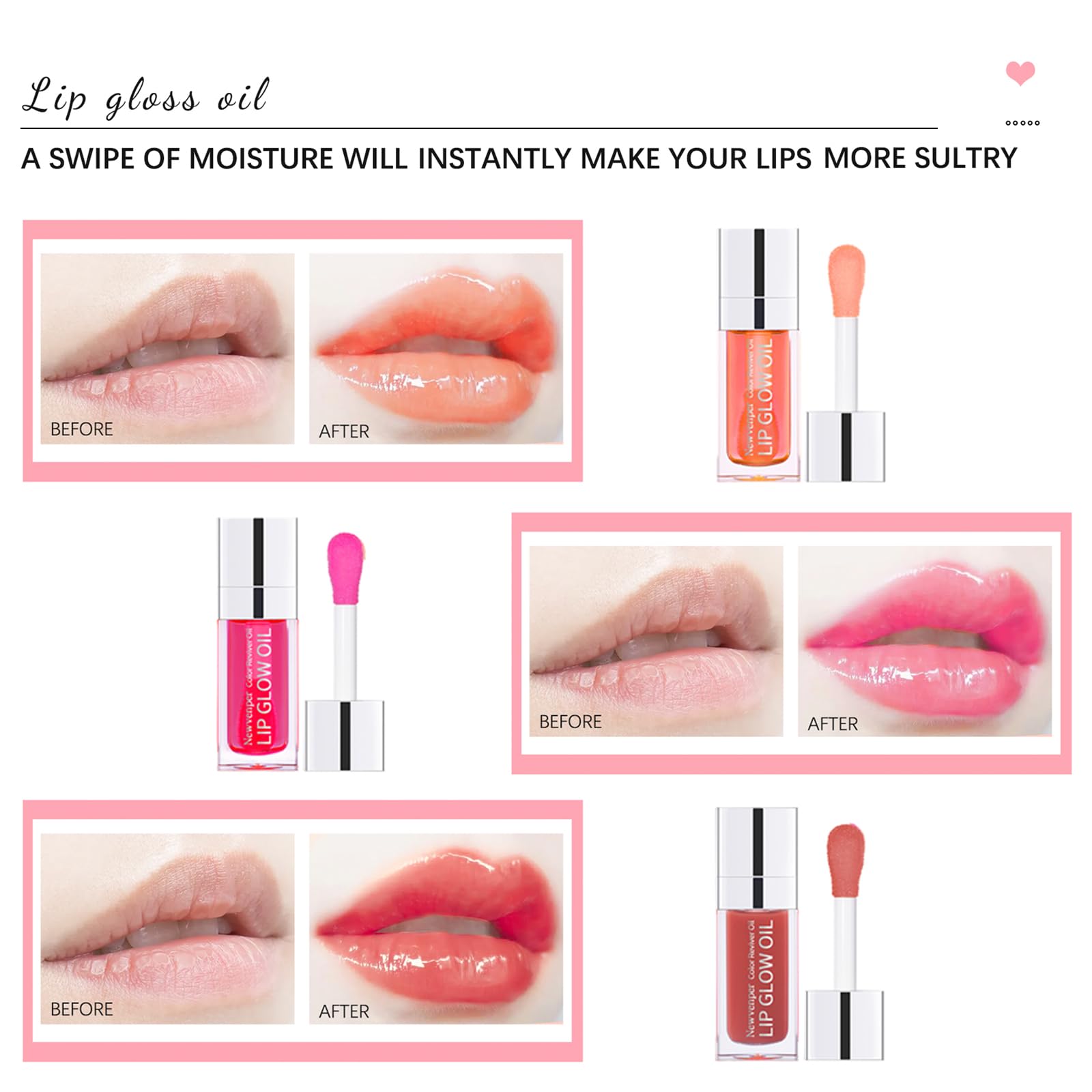 3PCS Hydrating Lip Glow Oil Long Lasting Plumping Lip Gloss Transparent Toot Lip Balm Moisturizing Lip Oil Repairing Lip Lines and Prevents Dry Cracked for Lip Care and Dry Lips 1#+2#+3#