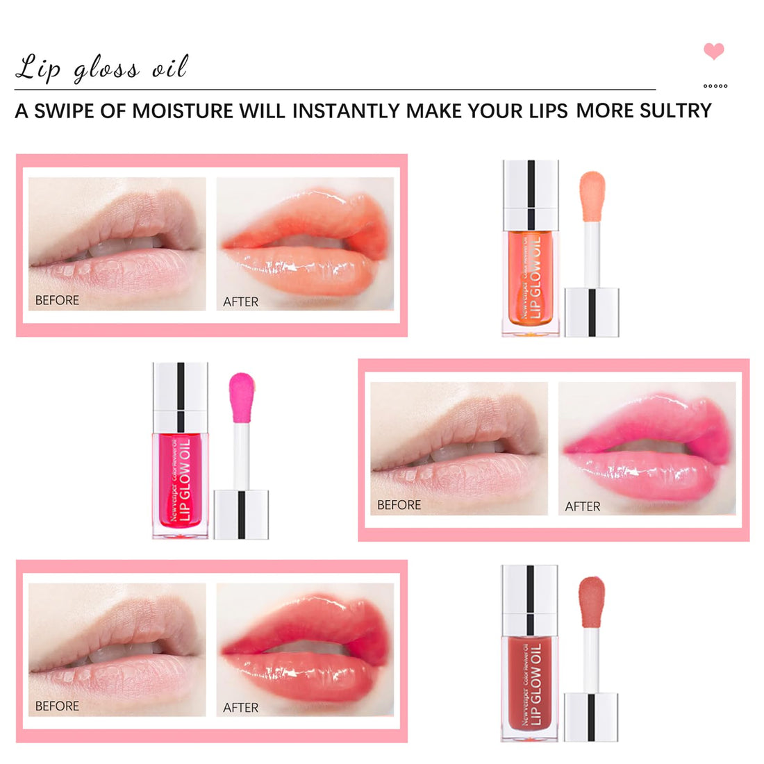 3PCS Hydrating Lip Glow Oil Long Lasting Plumping Lip Gloss Transparent Toot Lip Balm Moisturizing Lip Oil Repairing Lip Lines and Prevents Dry Cracked for Lip Care and Dry Lips 1#+2#+3#
