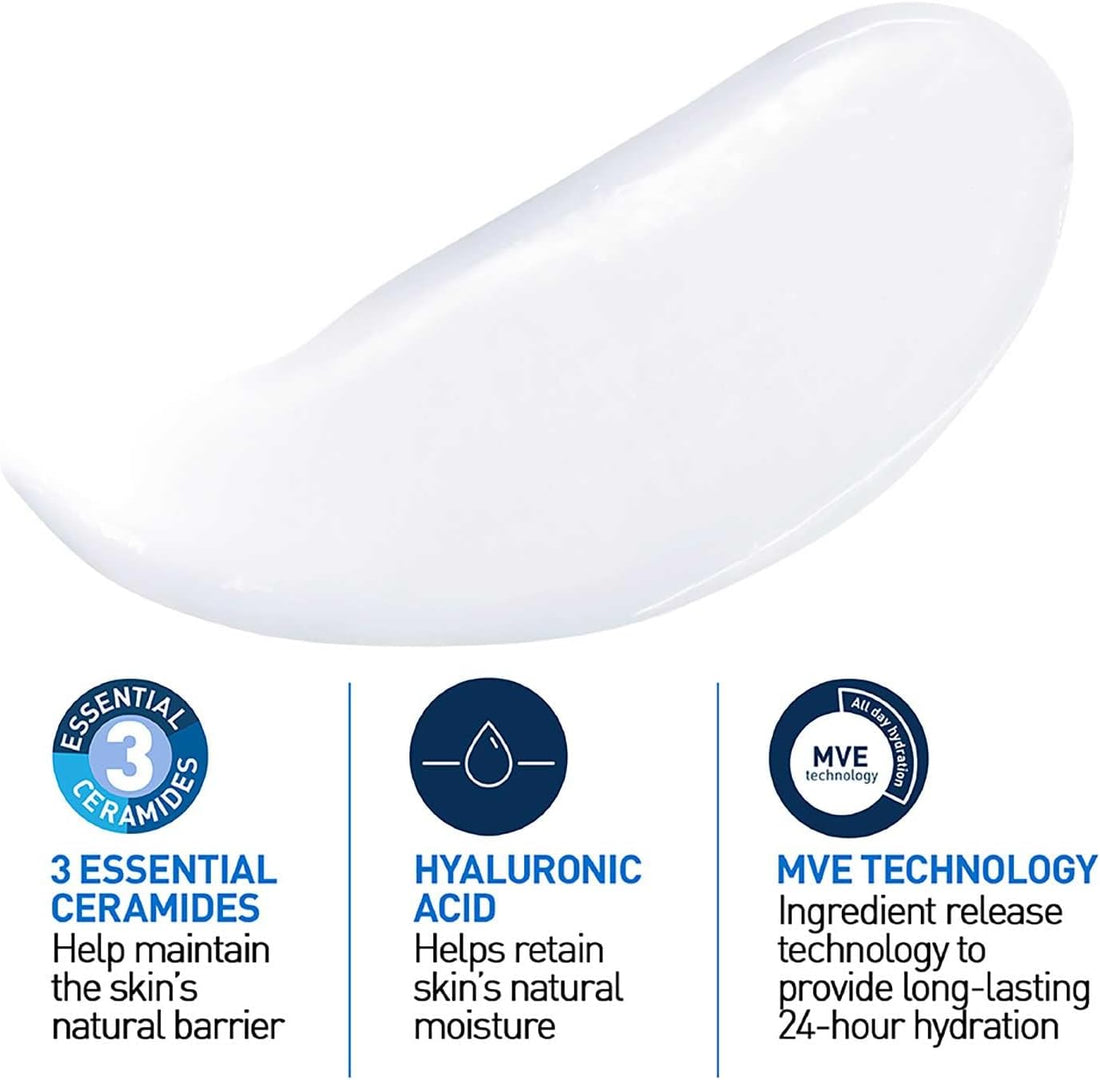CeraVe Moisturising Lotion, for normal to very dry skin, Enriched with 3 Essential Ceramides, Hyaluronic Acid and MVe technology, CeraVe face moisturiser, Daily Hydrating Moisturiser, 473ml