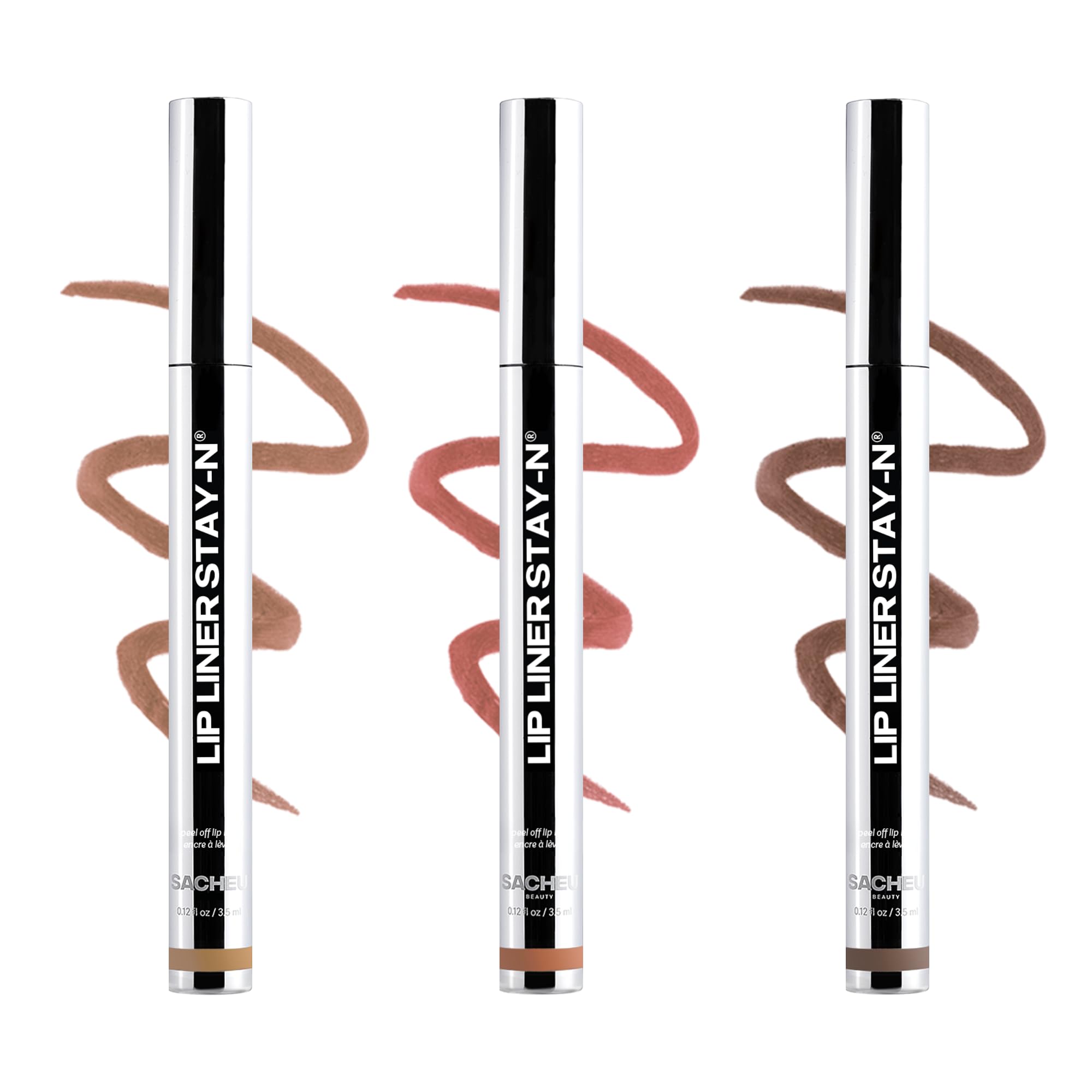 Sacheu Lip Liner STAY-N Peel Off Lip Stain - Long Lasting Waterproof Lip Tint with Hyaluronic Acid & Vitamin E – Transfer Proof Matte Finish, Vegan & Cruelty-Free (Deep Bundle) Halalzen