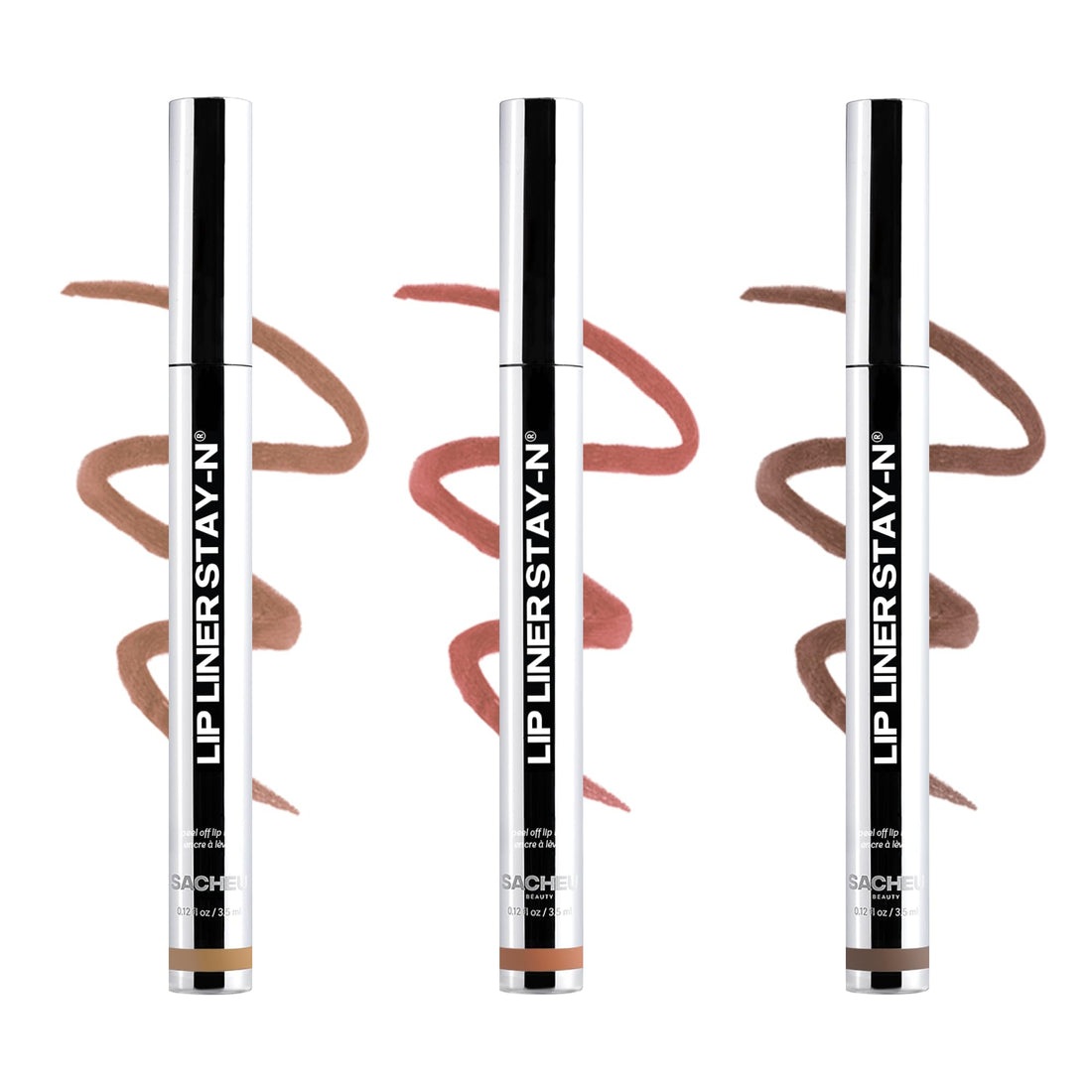Sacheu Lip Liner STAY-N Peel Off Lip Stain - Long Lasting Waterproof Lip Tint with Hyaluronic Acid & Vitamin E – Transfer Proof Matte Finish, Vegan & Cruelty-Free (Deep Bundle) Halalzen