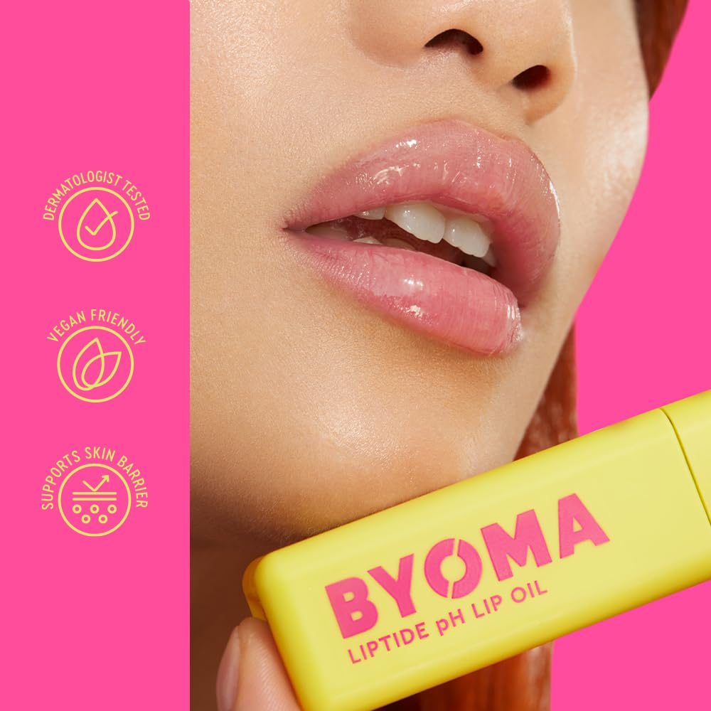 BYOMA Galactic Liptide Lip Oil (5ml) Hydrating, Plumping & Non-Sticky Gloss | Avocado Oil Formula for Soft, Fuller-Looking Lips + Exclusive Liptide Keychain | Holiday Essentials