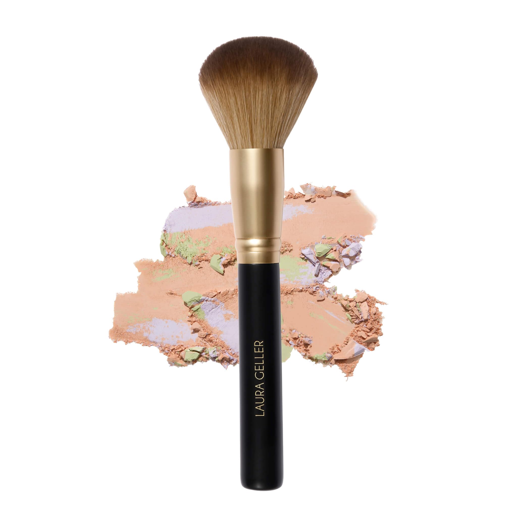LAURA GELLER NEW YORK Retractable Black Kabuki Brush for Liquid, Cream and Powder Face Makeup With Aluminum Handle Halalzen