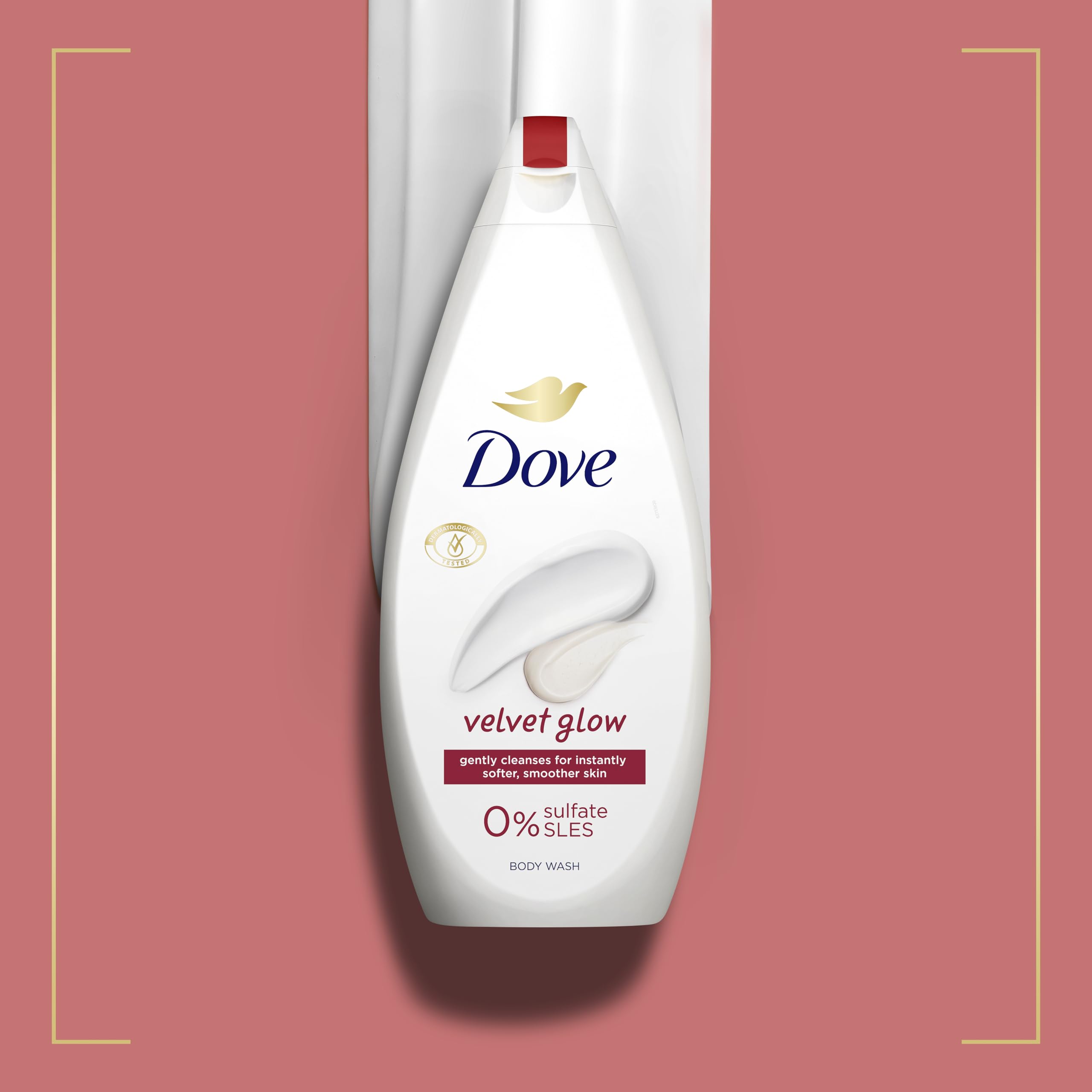 Dove Velvet Glow Body Wash Body Cleanser shower gel with plant-based moisturisers for softer, smoother skin after one shower 6x 450 ml