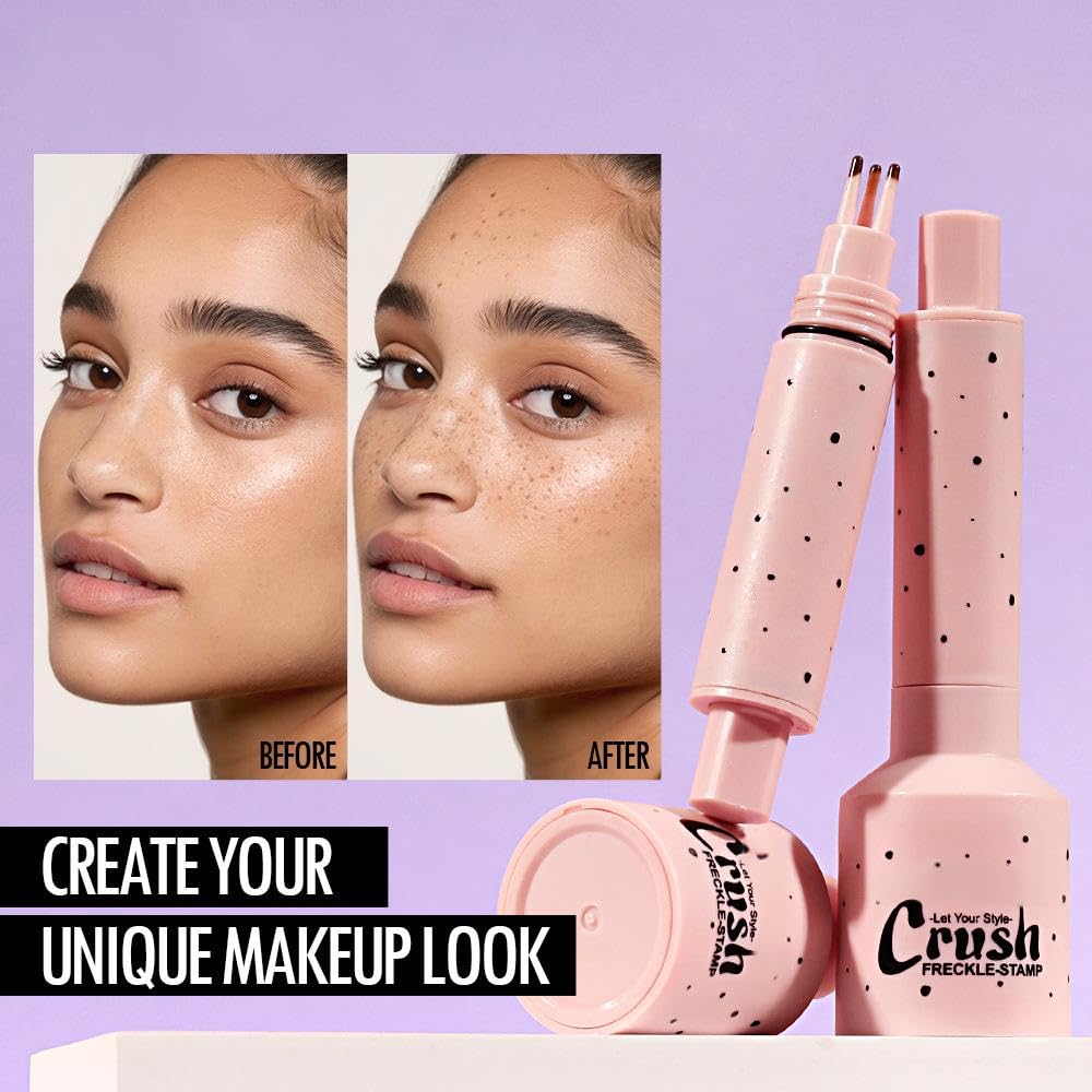 Freckle Pen & Liquid Micro-Powder Freckle Stamp - Realistic Natural Freckles Makeup Tool with Special Sponge, Waterproof & Long-Lasting for All Skin Tones,#MEDIUM Halalzen
