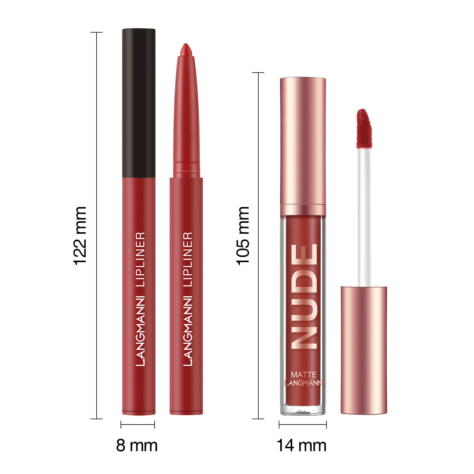 LANGMANNI 6 Matte Lipstick with 6 Lipliners Durable Lip Gloss,Long-Lasting&Waterproof Non-Stick Cup High Pigmented Velvet Lipgloss Kit,Beauty Cosmetics Gift for Girls(12PCS) Halalzen