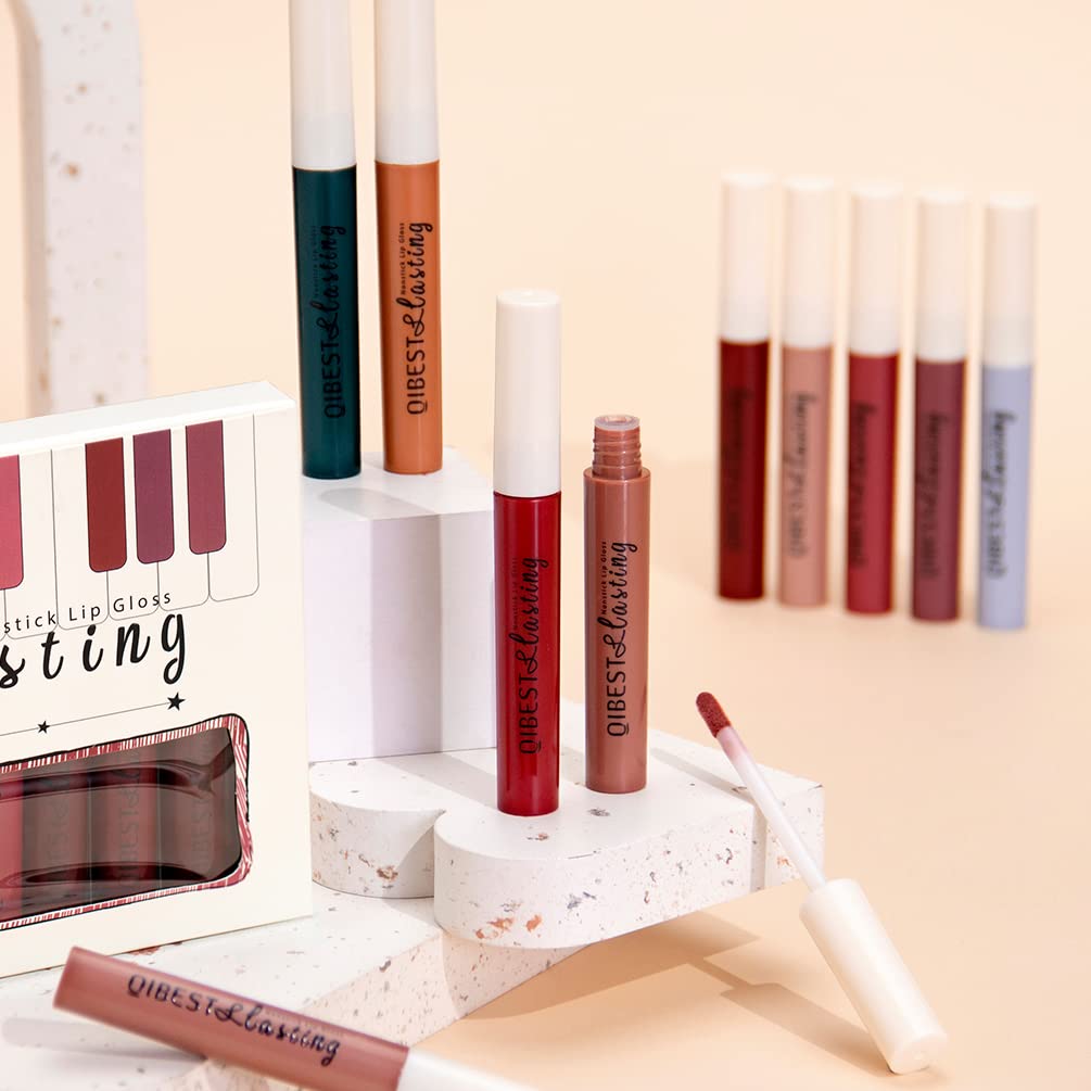 12 Colors Matte Liquid Lipstick Set Velvety Lip Gloss Lip Kit Waterproof Long Lasting Wear Nude Lip Gloss Beauty Cosmetics Gift Box Set (Set A, Set A) Halalzen