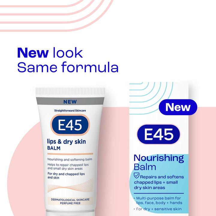 E45 Lips & Dry Skin Lip Balm - Moisturising Natural Lip Balm for Dry & Cracked Lips and Skin - Hydrating and Nourishing Lips Balm with Vitamin E - E45 Cream Lipbalm for Chapped Lips - 30ml Halalzen