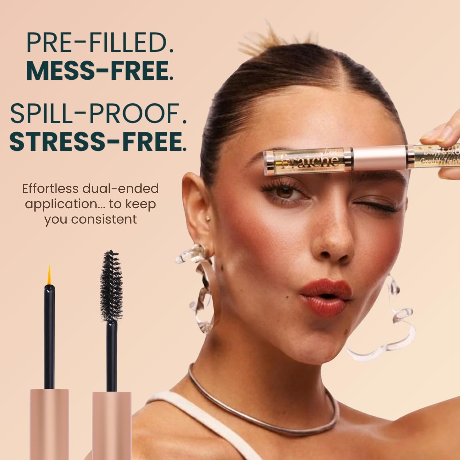 Live Fraiche Organic Castor Oil Lash Serum for Hair Growth, Eyebrow Eyelash Growth Serum, 100% Pure Cold Pressed Hexane Free (2oz Glass Bottle + FILLED Mascara Tube) Halalzen