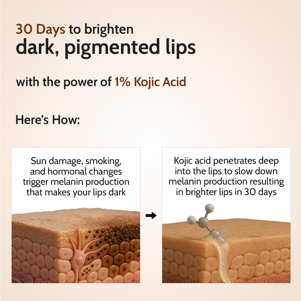 Chemist At Play's Natural Lip Balm| Repairs Chapped Lips Brightens Dark Lips | 1% Kojic Acid| SPF 50 PA++++| For men and women| 4.5gm