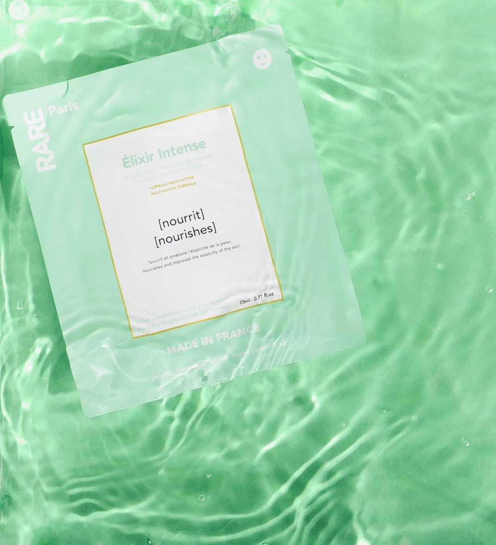 RARE Paris - Carbone Glacé - Purifying Carbon Black Facial Sheet Mask - Cleanses & Tightens - With Hamamelis & Mallow - Purifying, Firming & Revitalizing - Multi-Active Serum Formula - 1 Pack Halalzen