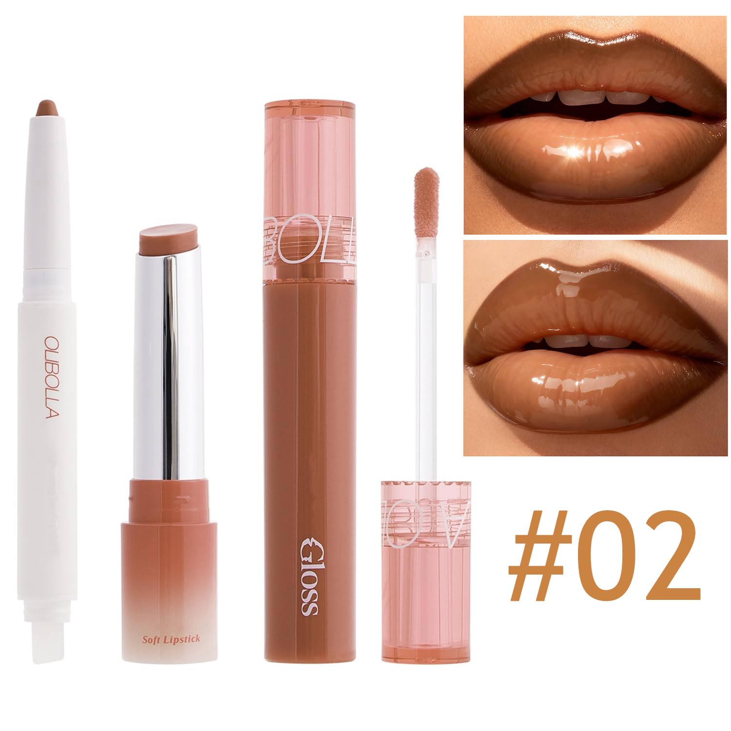 3PCS Matte Liquid Lipstick Lip Gloss & Liner Set - All-IN-One Lip Kit, Velvety Nude Color, Waterproof Make Up Set (# 03) Halalzen