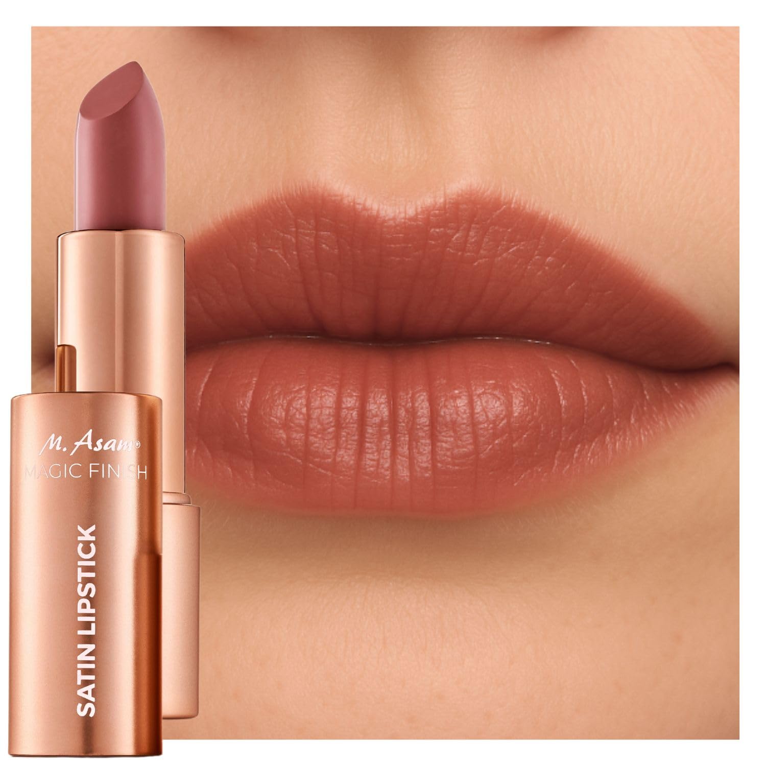 M. Asam MAGIC FINISH Lipstick Almond (4g) - Long Lasting Lipstick with Satin Finish, Intense Color & Care for Smooth Lips, Creamy Texture, Semi Matte Lipstick Look, Elegant Make Up Halalzen