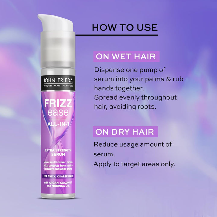 John Frieda Frizz Ease All-in-1 Extra Strength Serum 50ml for Thick Coarse Hair Halalzen