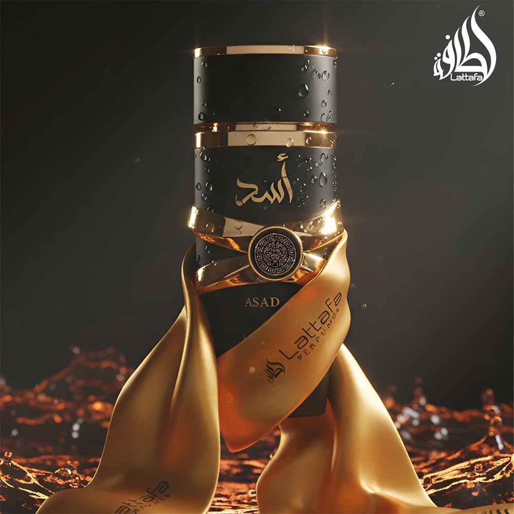 Lattafa Asad Premium Perfume Refreshing Oud and Musk Fragrances Eau De Parfum 100 ml Perfume for Unisex (Pack of 1), 100 ml (Pack of 1) Halalzen