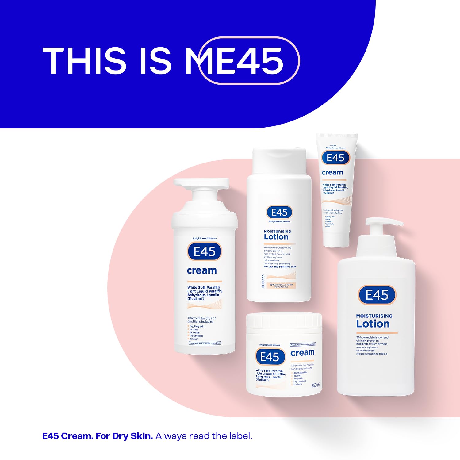 E45 Moisturising Lotion 500 ml for Dry & Sensitive Skin - Long-Lasting Hydration Protect from Dryness, Reduce Redness - Dermatological Body Moisturiser Lotion - Body Lotion - Daily Moisturiser Halalzen