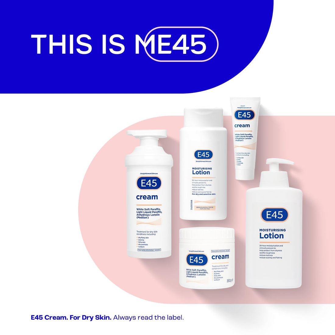 E45 Moisturising Lotion 500 ml for Dry & Sensitive Skin - Long-Lasting Hydration Protect from Dryness, Reduce Redness - Dermatological Body Moisturiser Lotion - Body Lotion - Daily Moisturiser Halalzen