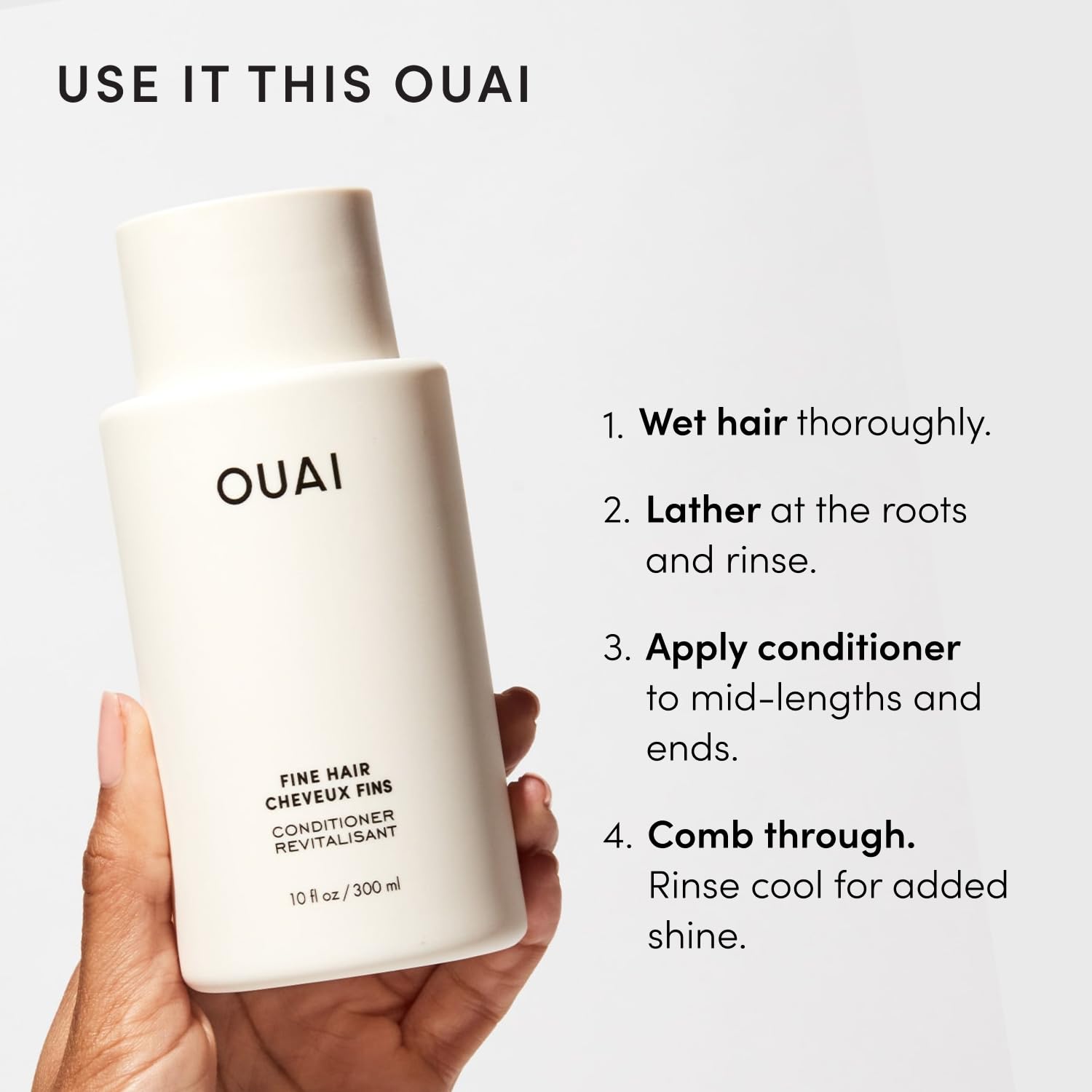 OUAI Thick Shampoo + Conditioner Set - Fight Frizz and Nourish Dry, Thick Hair with Keratin, Marshmallow Root, Shea Butter & Avocado Oil - Free of Parabens, Sulfates & Phthalates - 300 ml Each Halalzen