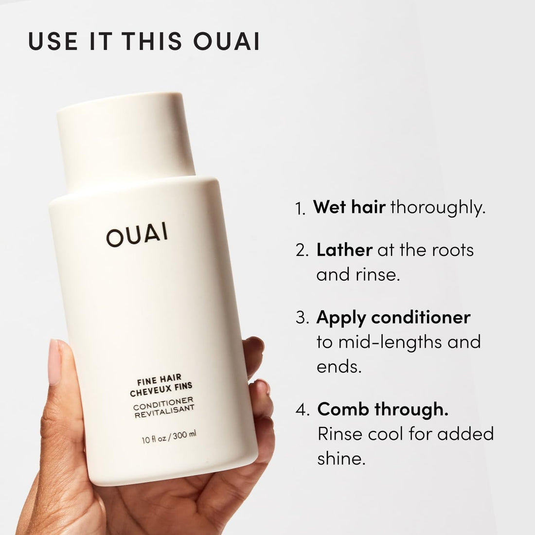 OUAI Thick Shampoo + Conditioner Set - Fight Frizz and Nourish Dry, Thick Hair with Keratin, Marshmallow Root, Shea Butter & Avocado Oil - Free of Parabens, Sulfates & Phthalates - 300 ml Each Halalzen