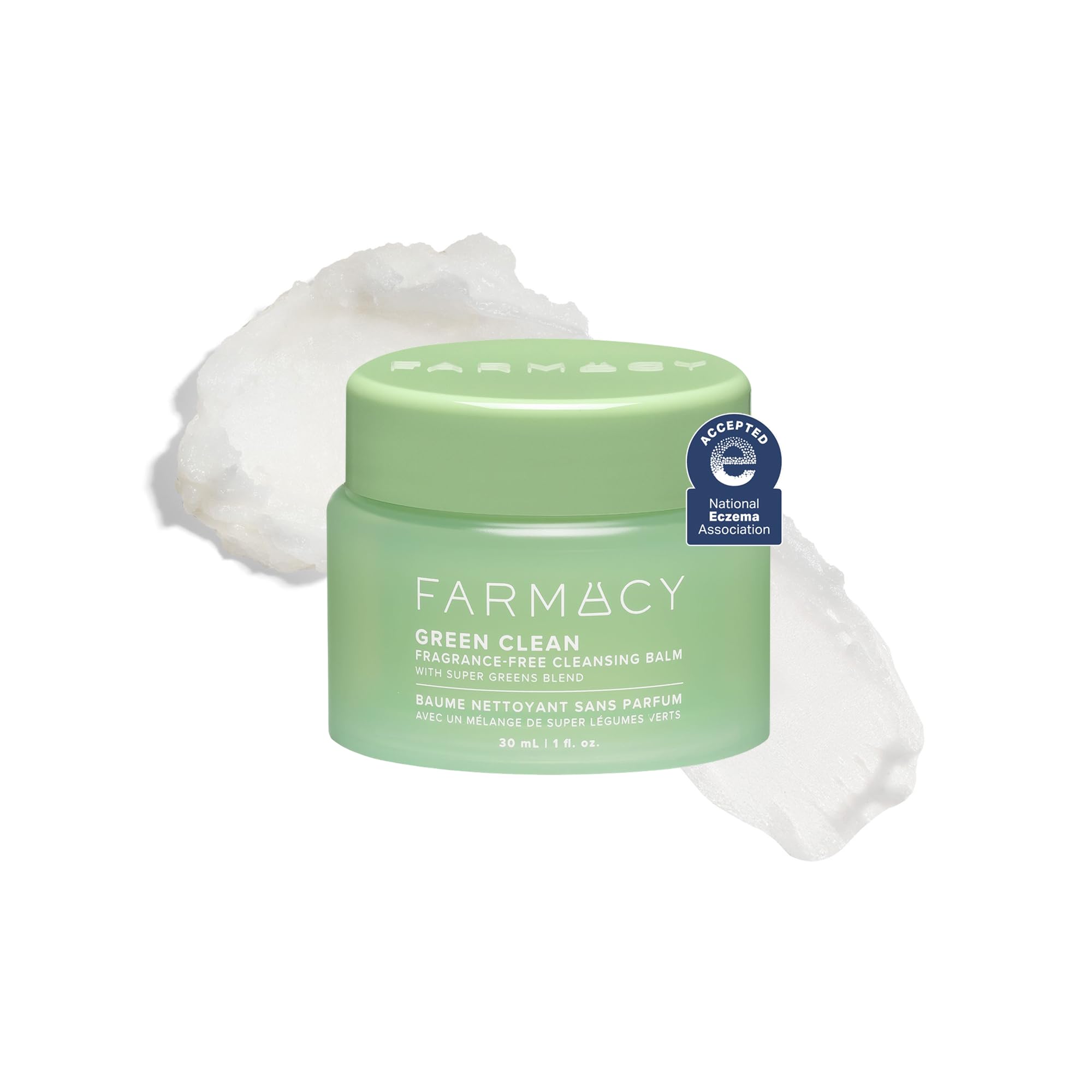 Farmacy Makeup Remover Cleansing Balm - Green Clean Waterproof Makeup Remover + Oil Based Cleanser - Gentle Exfoliating Double Cleanser - Melts From Balm to Milky Lather (30ml) Halalzen