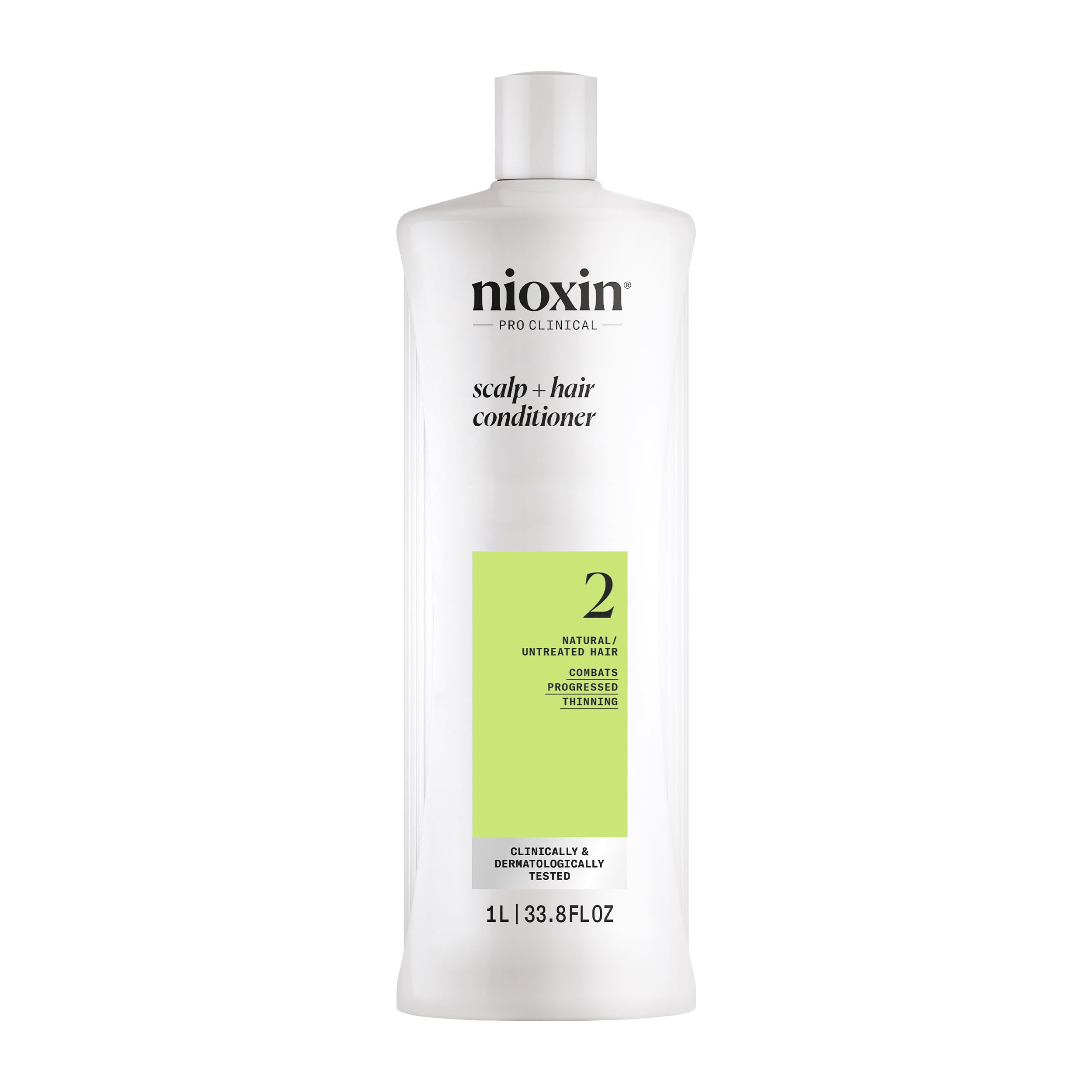 Nioxin System 2 - Hair Thickening System For Natural Hair with Progressed Thinning - Biotin & Niacinamide - Shampoo, Conditioner, Serum