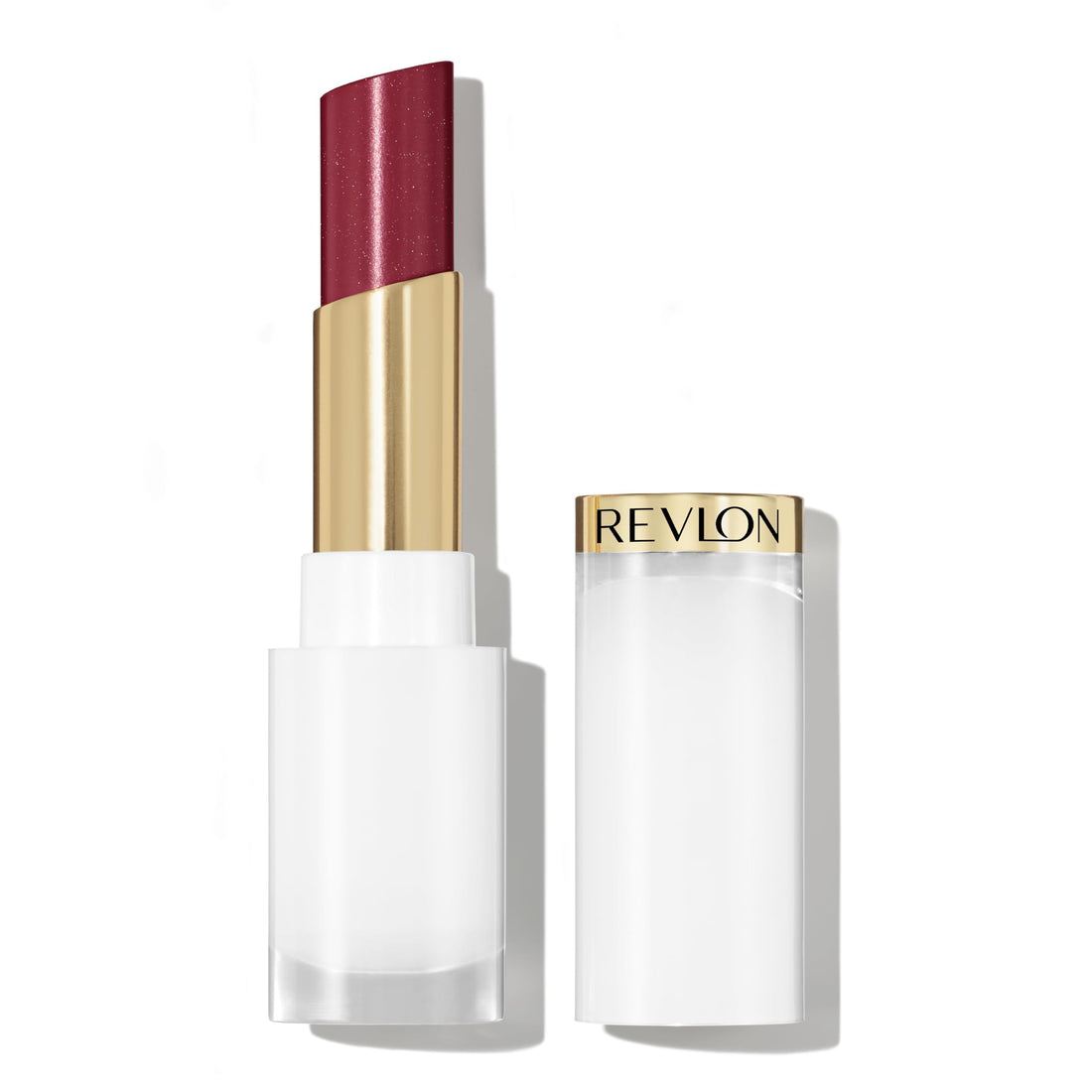 REVLON Super Lustrous Glass Shine Balm, Hydrating Tinted Lip Balm with Hyaluronic Acid, Aloe & Rose Quartz, 008 Rum Raisin, 0.11 oz