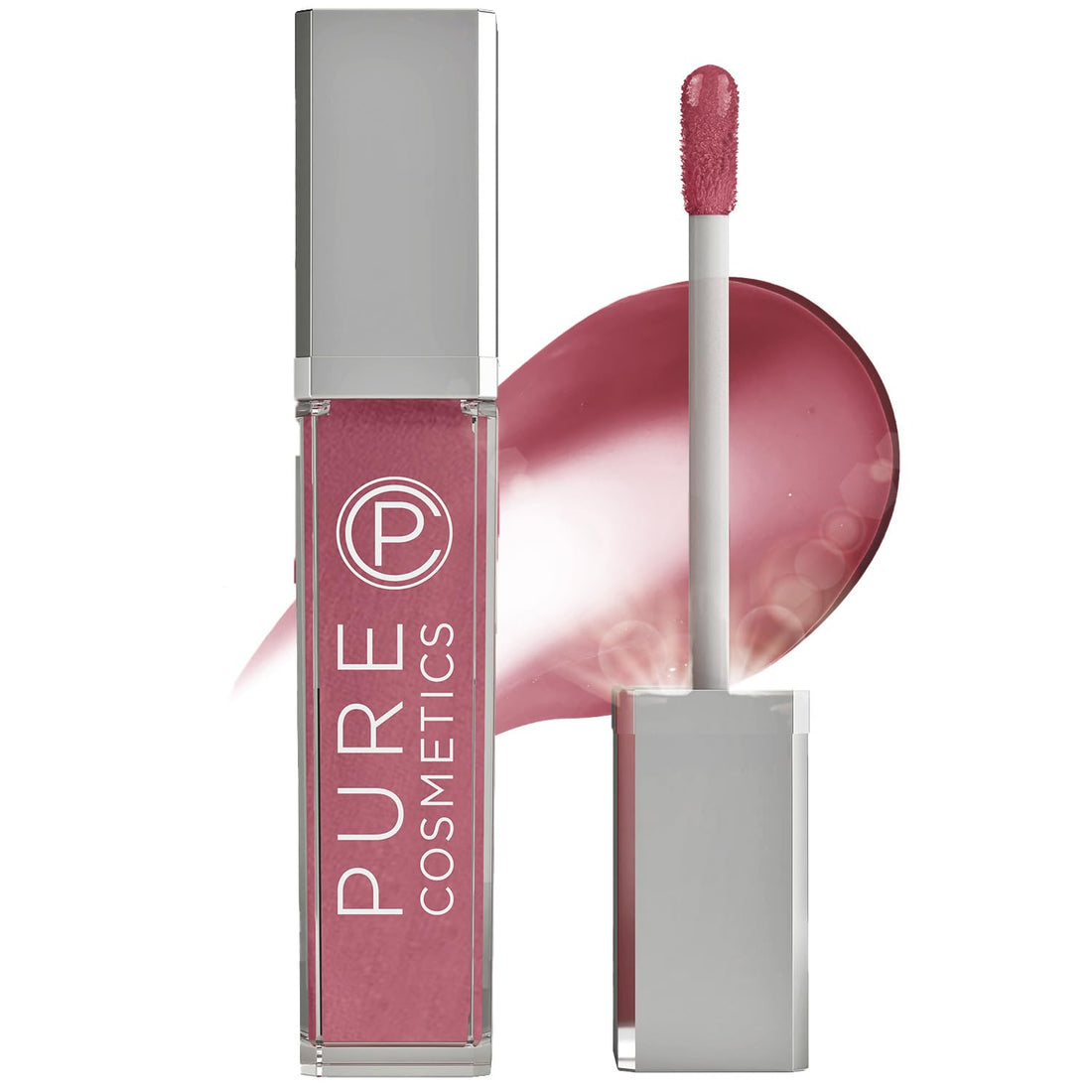 Pure Illumination Light-Up Lip Gloss with LED-Lit Applicator Brush + Side Mirror, Non-Sticky, Moisturizing Hydrating Lip Glosses with Lanolin, Jojoba Oil, & Vitamin E, Wine Berry