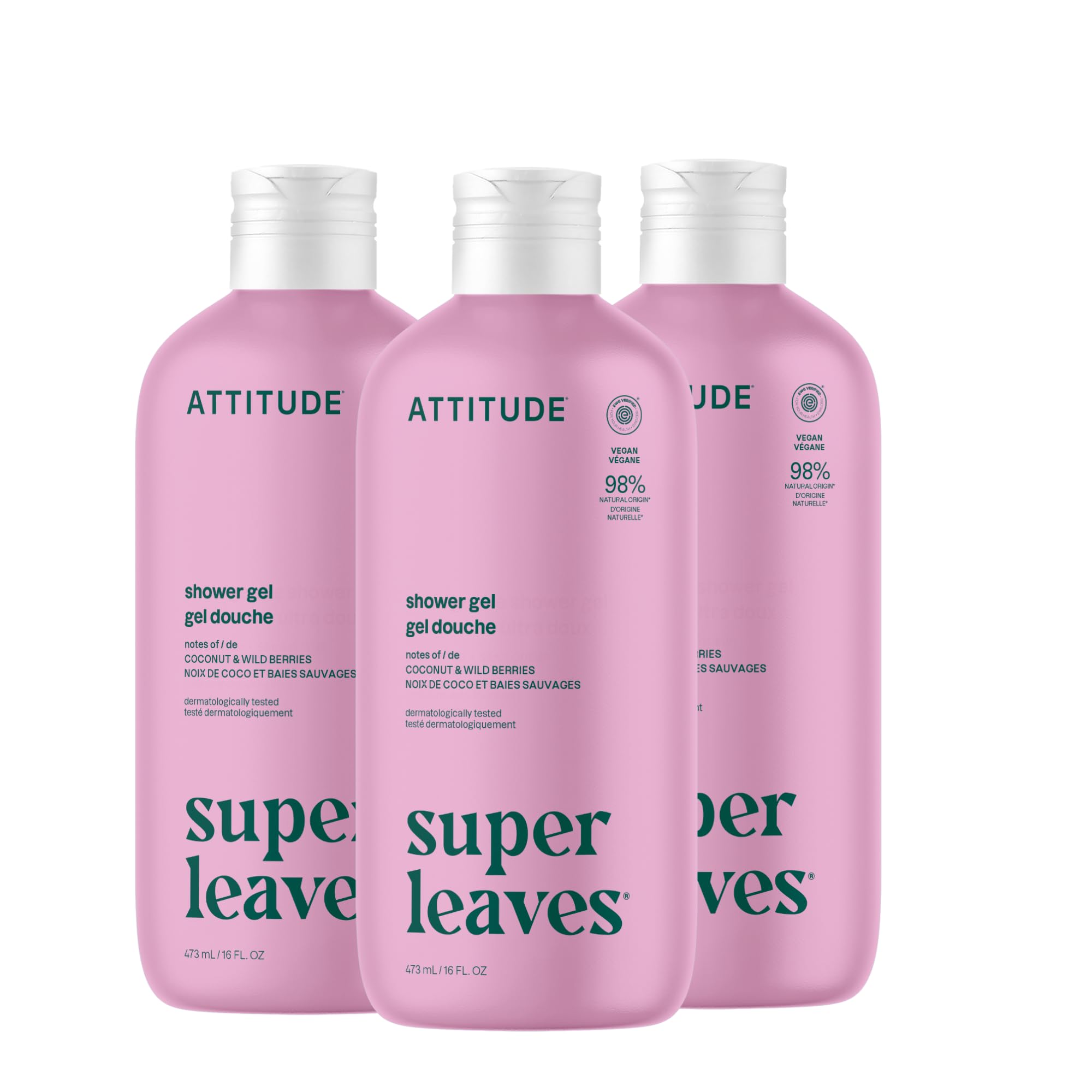 ATTITUDE Soothing Shower Gel, Dermatologically Tested, Plant and Mineral-Based, Vegan Personal Care Products, White Tea Leaves, 32 Fl Oz