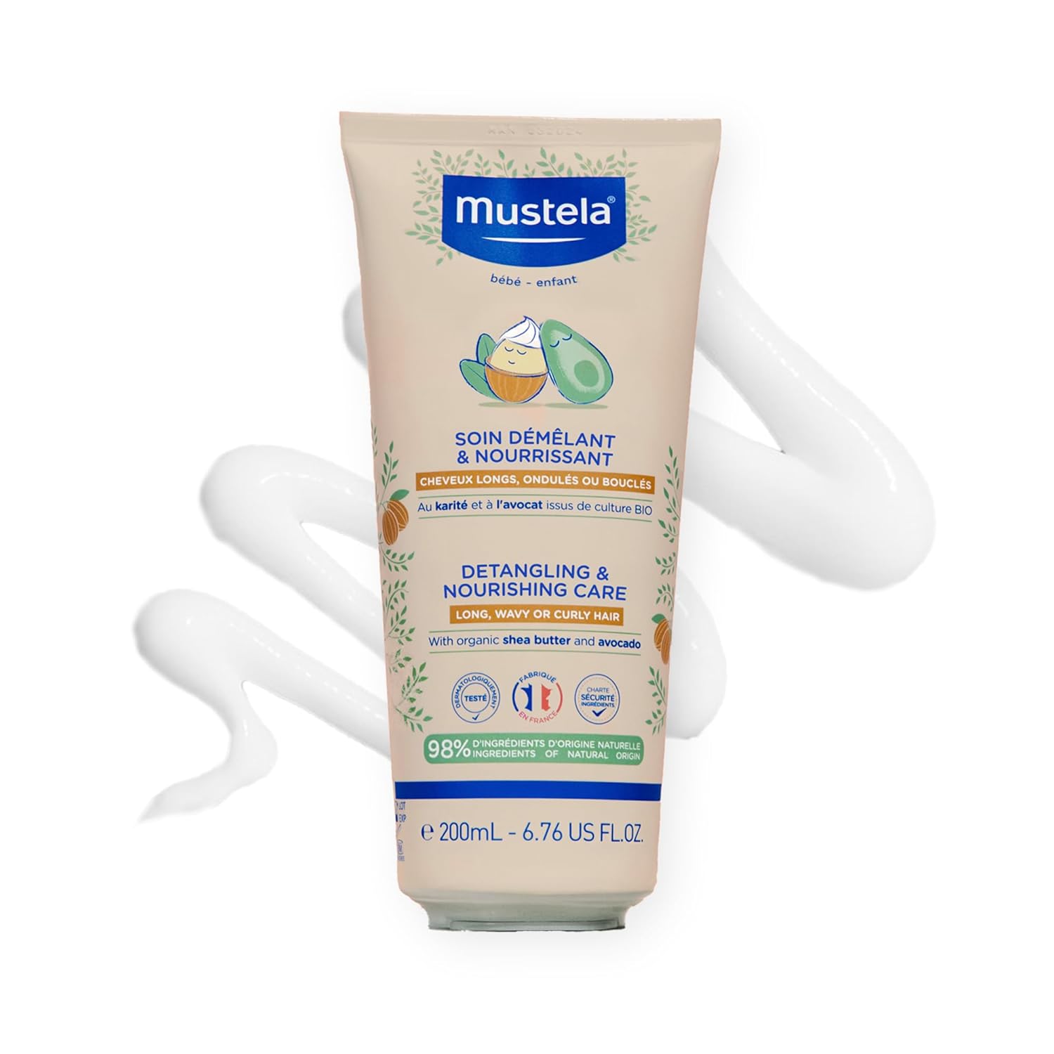 Mustela Detangling & Nourishing Conditioner - Natural Shea Butter & Avocado - Curly & Frizzy Hair - Dermatologist-tested & safe for Babies and Kids - 6.76 US Fl. Oz. Halalzen