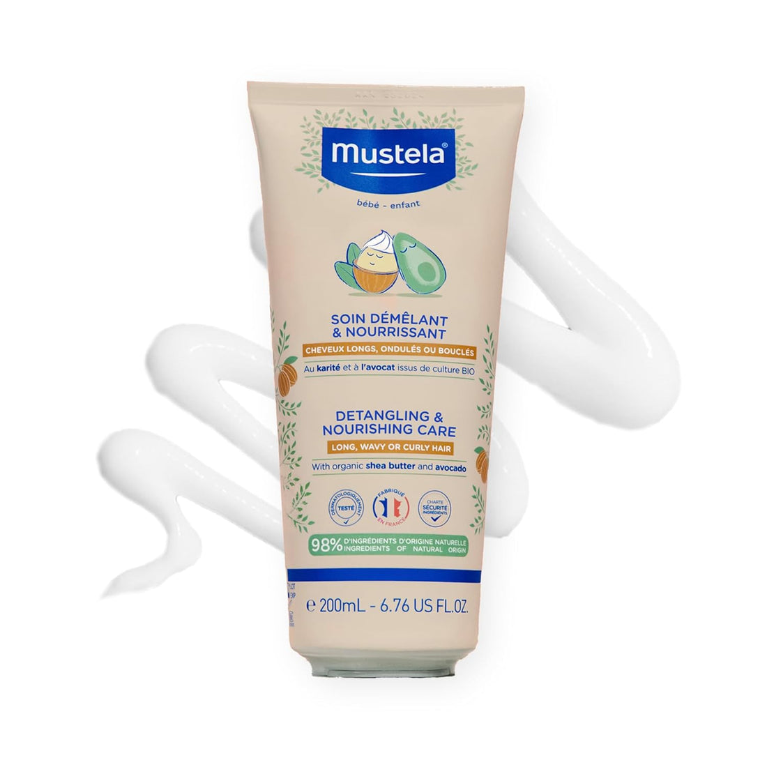 Mustela Detangling & Nourishing Conditioner - Natural Shea Butter & Avocado - Curly & Frizzy Hair - Dermatologist-tested & safe for Babies and Kids - 6.76 US Fl. Oz. Halalzen