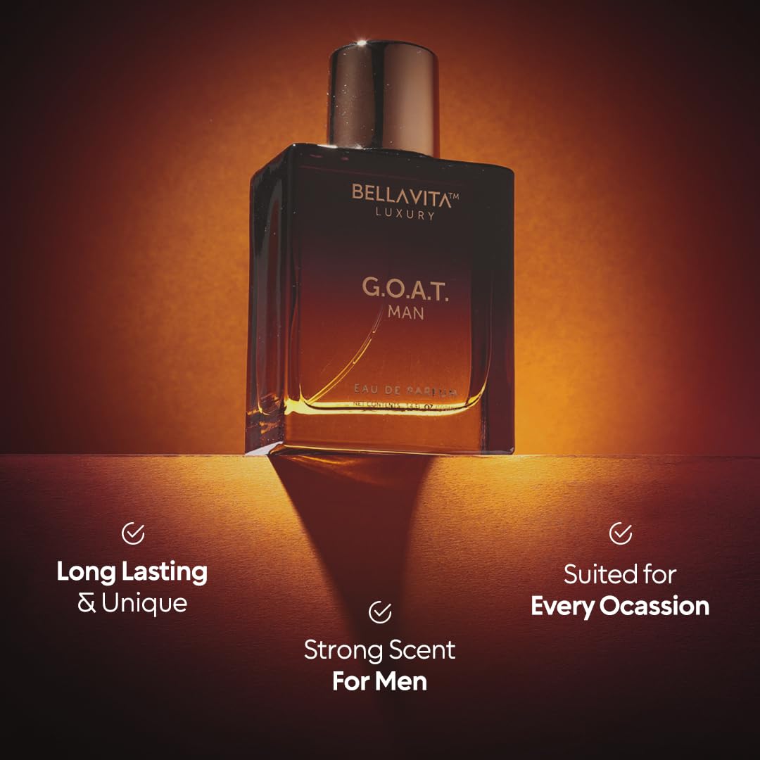 Bellavita Luxury G.O.A.T. Eau de Parfum | 100 ml (3,4 fl.oz.) | Parfum pour Homme | Notes d'agrumes, de bergamote, de patchouli et de vétiver | Parfum masculin longue tenue