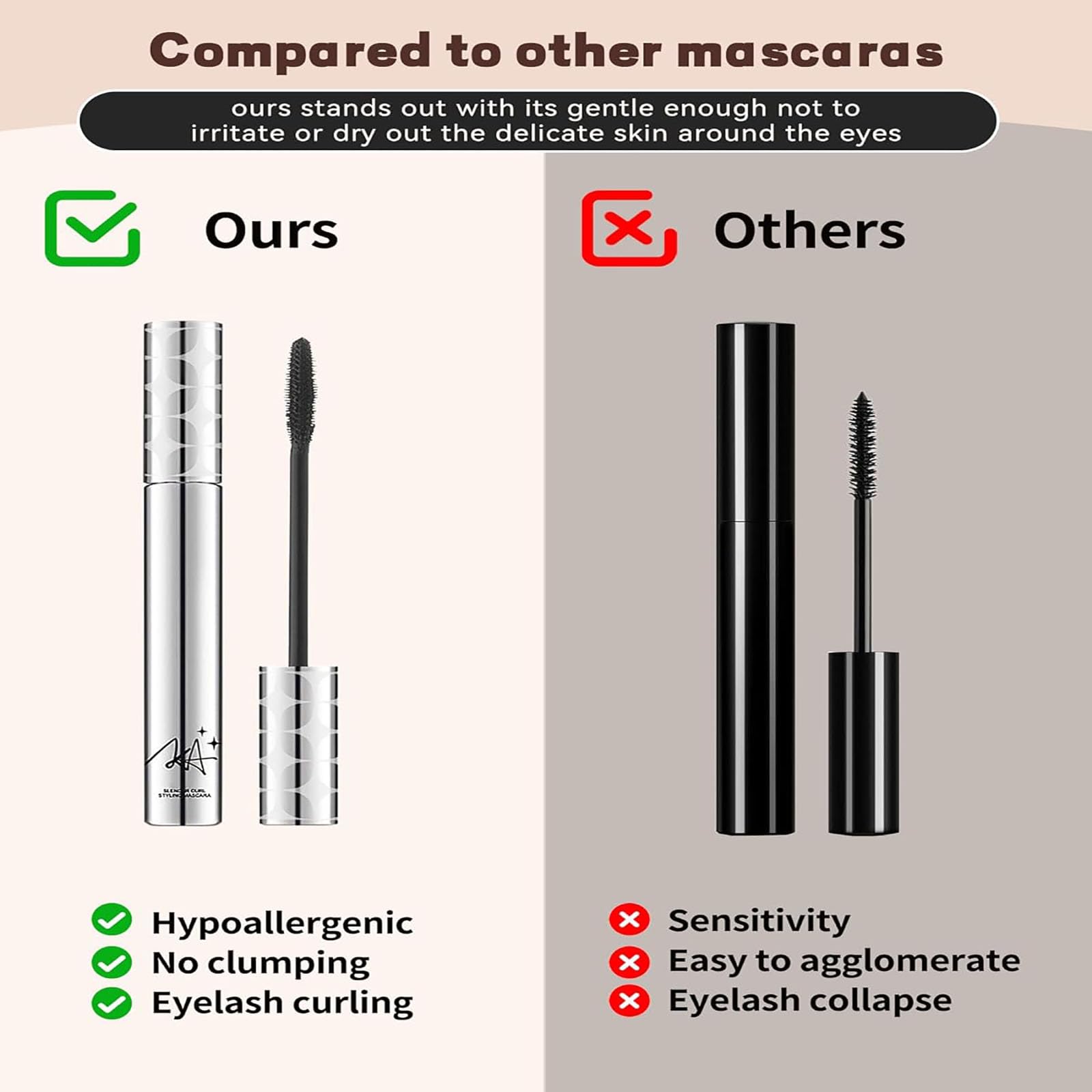 Black Mascara for Older Women Waterproof Volumising & Lengthening Mascara for Thinning,Ageing Lashes | Gentle on Sensitive Eyes-(2-Pack) Halalzen