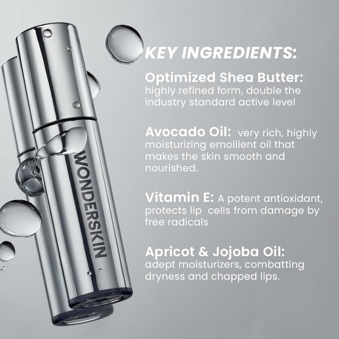Wonderskin Lip Oil Rehab Serum - Tinted Lip Oil, Hydrating, Moisturizing, and Non-Sticky Deep Red Tint Serum for Dry Lips (Honey) Halalzen
