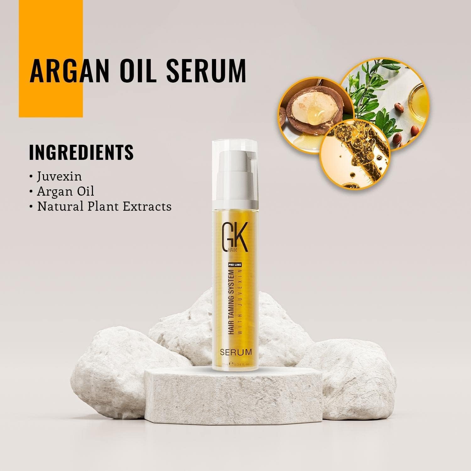 Hair Oil Keratin Treatment Serum By GK HAIR - Argan Oil Lightweight Formula For Frizz Control Heat Protection Add Shine Repair Dry Damaged Hydrating Sulfate Free All Hair Types Men Women - 50ml