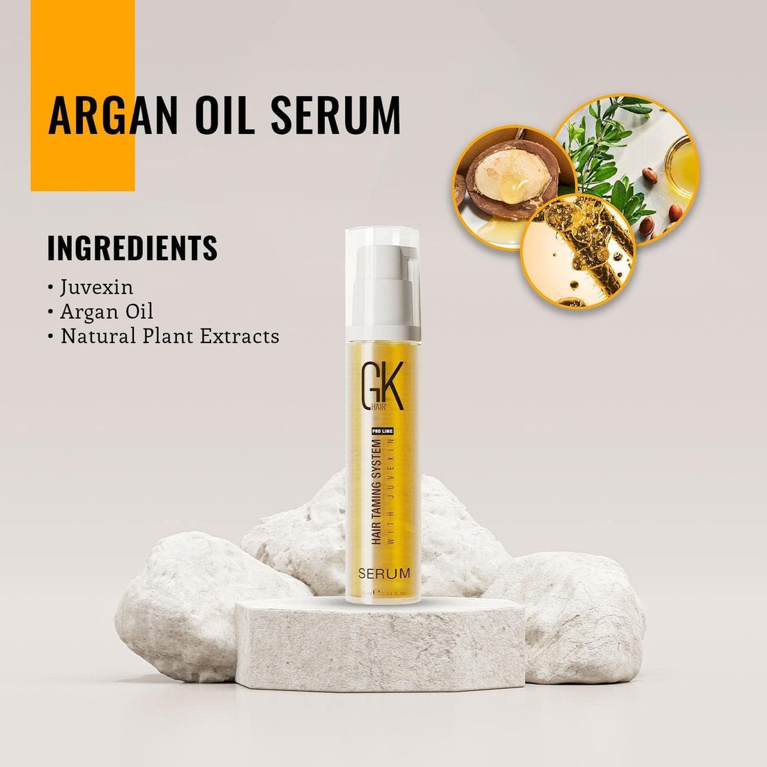 Hair Oil Keratin Treatment Serum By GK HAIR - Argan Oil Lightweight Formula For Frizz Control Heat Protection Add Shine Repair Dry Damaged Hydrating Sulfate Free All Hair Types Men Women - 50ml