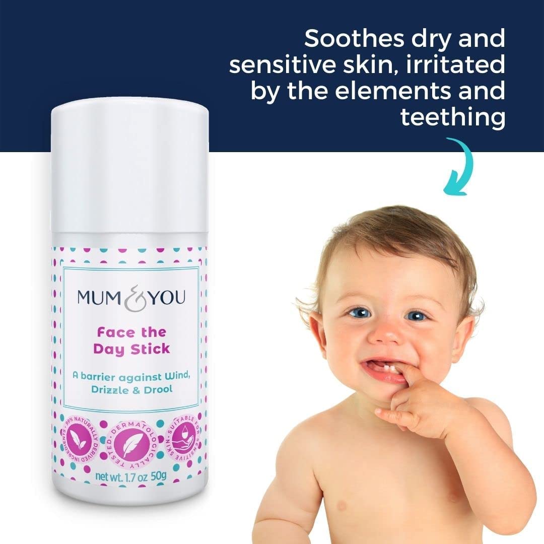 Mum & You Baby Face the Day Stick – Natural baby Moisturiser with Sunflower, Coconut Oil & Shea Butter, Soothes Eczema, Teething Protection, Dribble Rash & Protects Skin in Winter, Cold & Dry Weather
