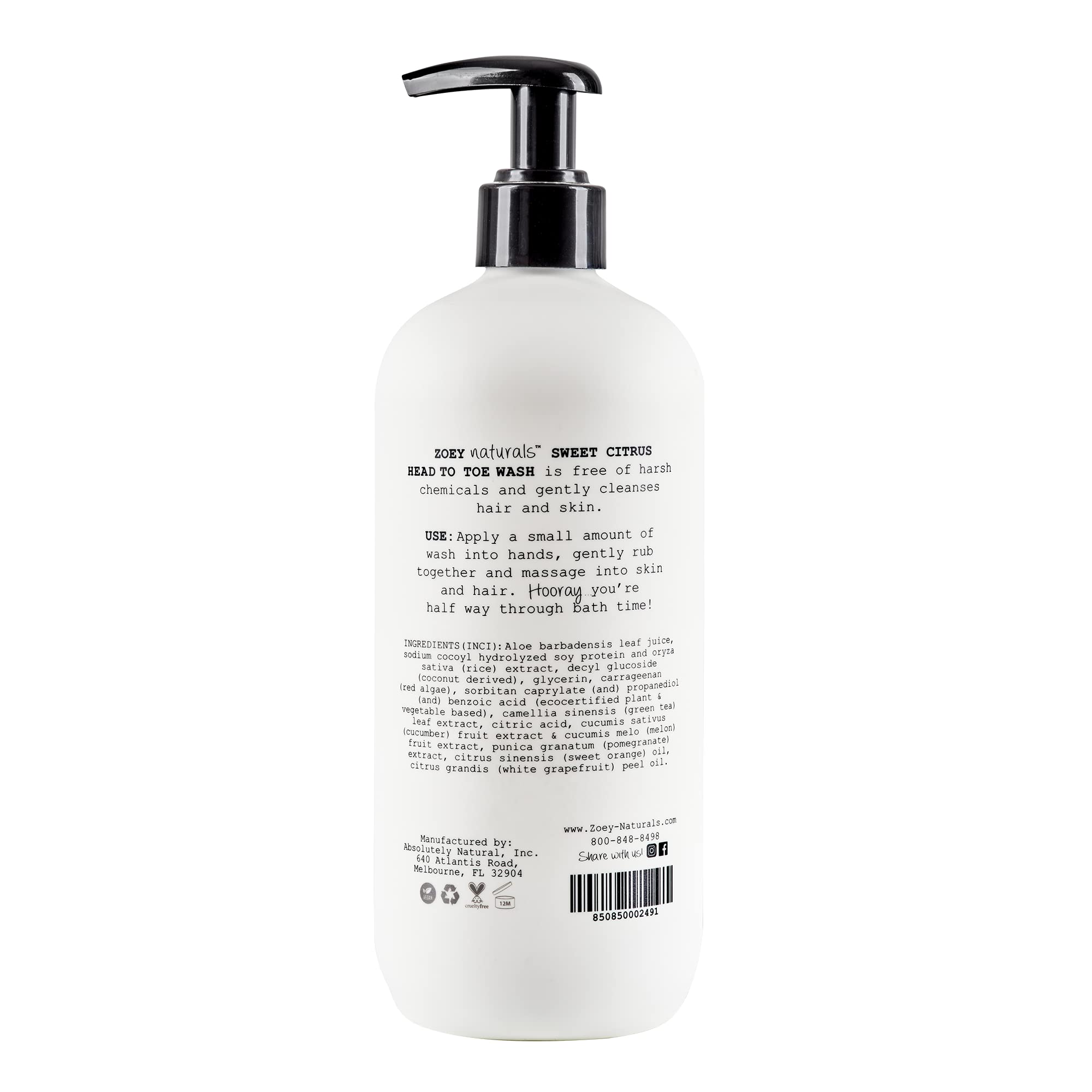 Zoey Naturals - Soothing Lavender Wash & Shampoo - Toddlers & Kids - With Tear-free, Paraben-Free, All Natural Ingredients for Sensitive Skin- 17 Oz Halalzen