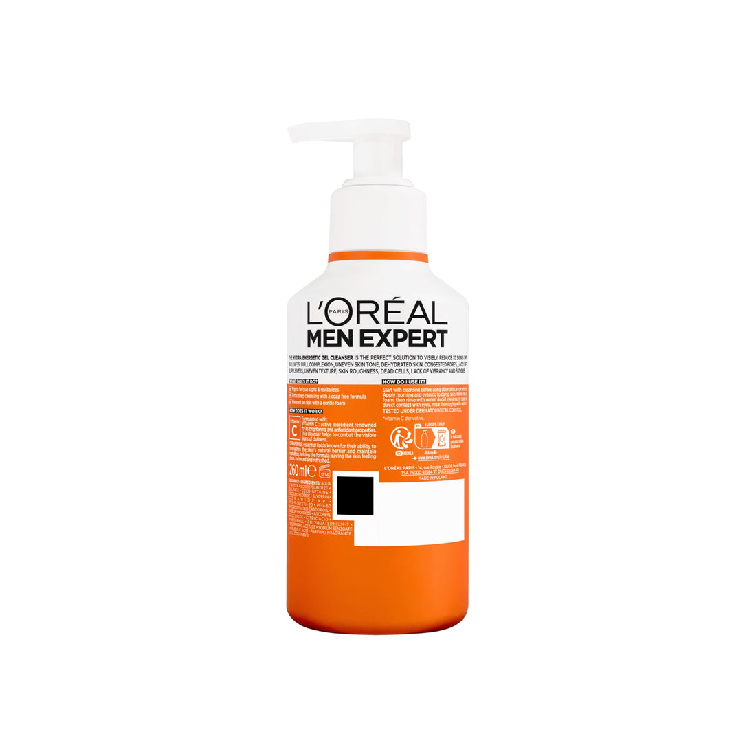 L'Oréal Men Expert Derma Control Purifying Cleansing Gel for Oily & Blemish-Prone Skin, Salicylic Acid & Niacinamide Deep Cleanser, Removes Dead Skin Cells, Unclogs Pores, 260ml