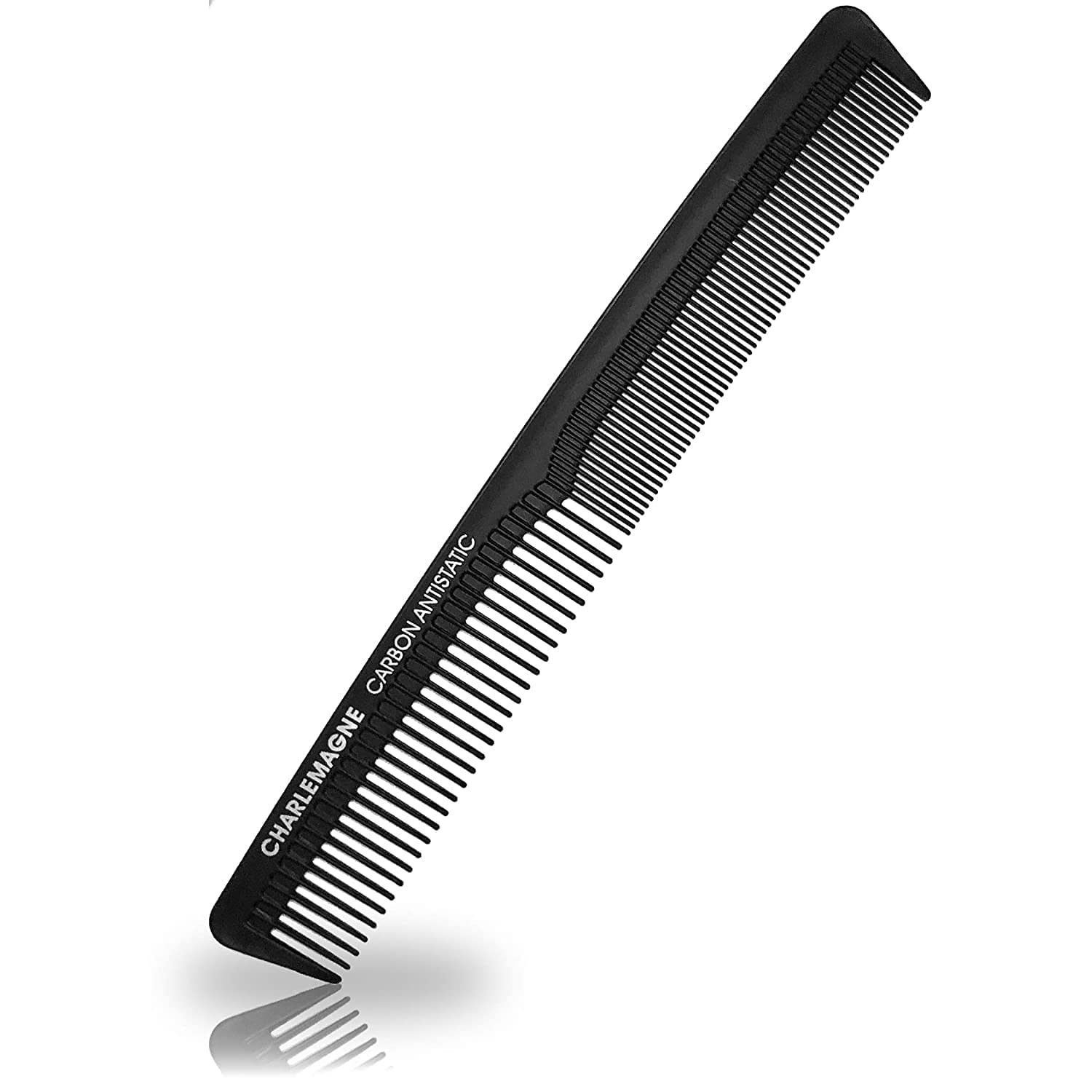 Charlemagne Carbon Fibre Hair Comb - Fine Tooth Mens Comb, 1 Pack - Carbon Cutting & Styling Tool for Men - Antistatic Grooming for Hair & Beard - Curl Detangling Tool for Mens Thick & Fine Locks Halalzen