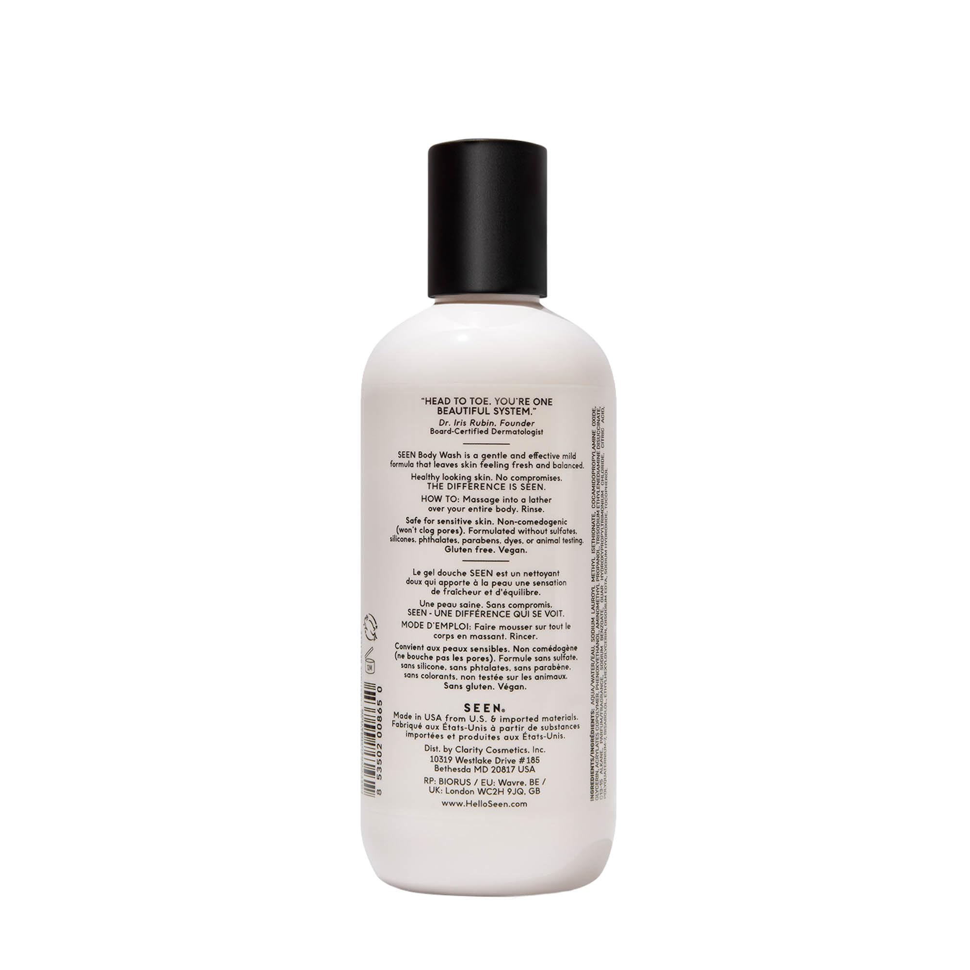 SEEN Body Wash, Fragrance Free - Non-Comedogenic & Non-Irritating Body Wash- Dermatologist-Developed - Safe for Sensitive, Eczema & Acne Prone Skin