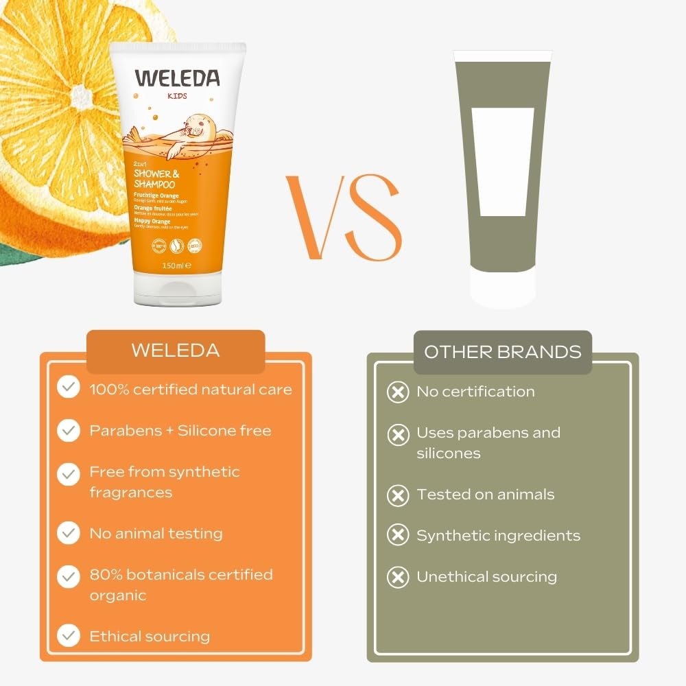 Weleda Kids 2in1 Shower & Shampoo with Fruity Orange, 150ml