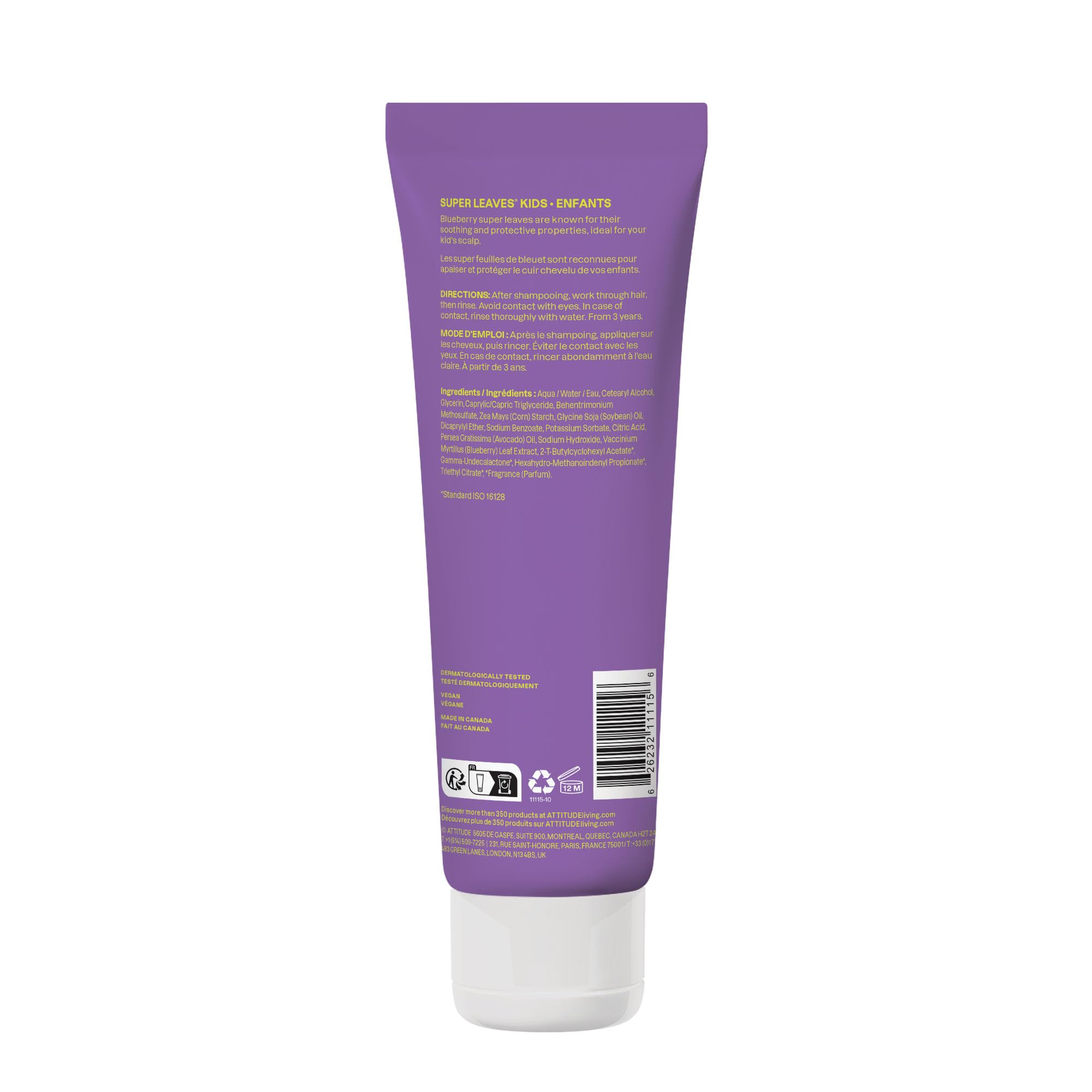 ATTITUDE Natural Conditioner for Kids, Hypoallergenic, Vegan, Plant- and Mineral-Based, Vegan and Cruelty-free, Vanilla and Pear, 8 Fl Oz (11115) Halalzen