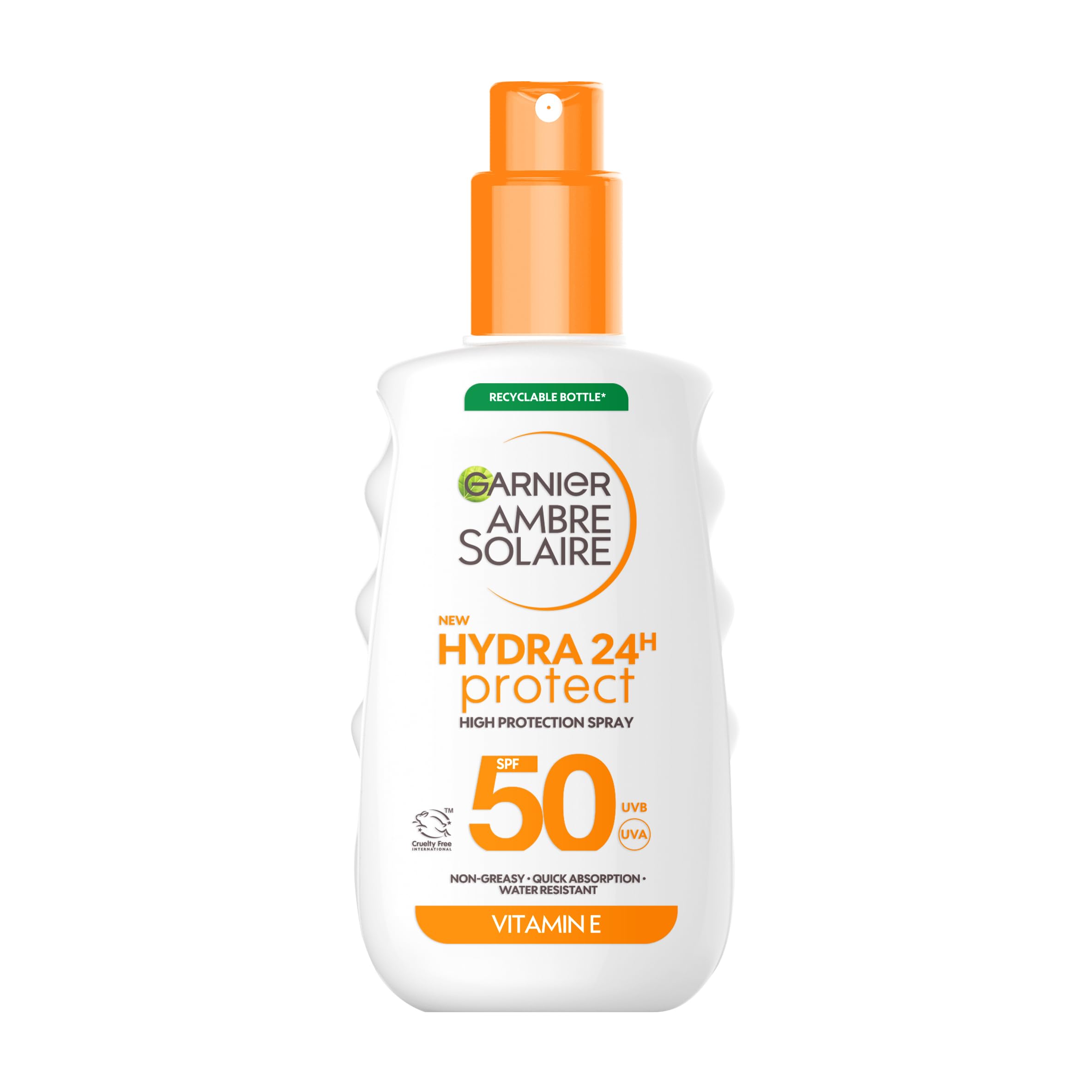 Garnier Ambre Solaire Sun Cream SPF 30 Hydra 24 Hour Protect High Protection UVB & UVA Hydrating Sun Lotion, Enriched with Vitamin E, Water Resistant, Non-Greasy, Fast Absorbing 150ml