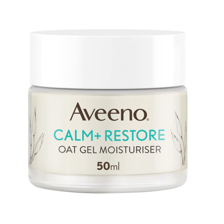 Aveeno Face Calm+Restore Oat Gel Moisturiser (1x 50ml), Face Moisturiser to Instantly Soothe and Replenish the Skin's Moisture Barrier, Intensely Nourishing Day Cream, Suitable for Sensitive Skin Halalzen