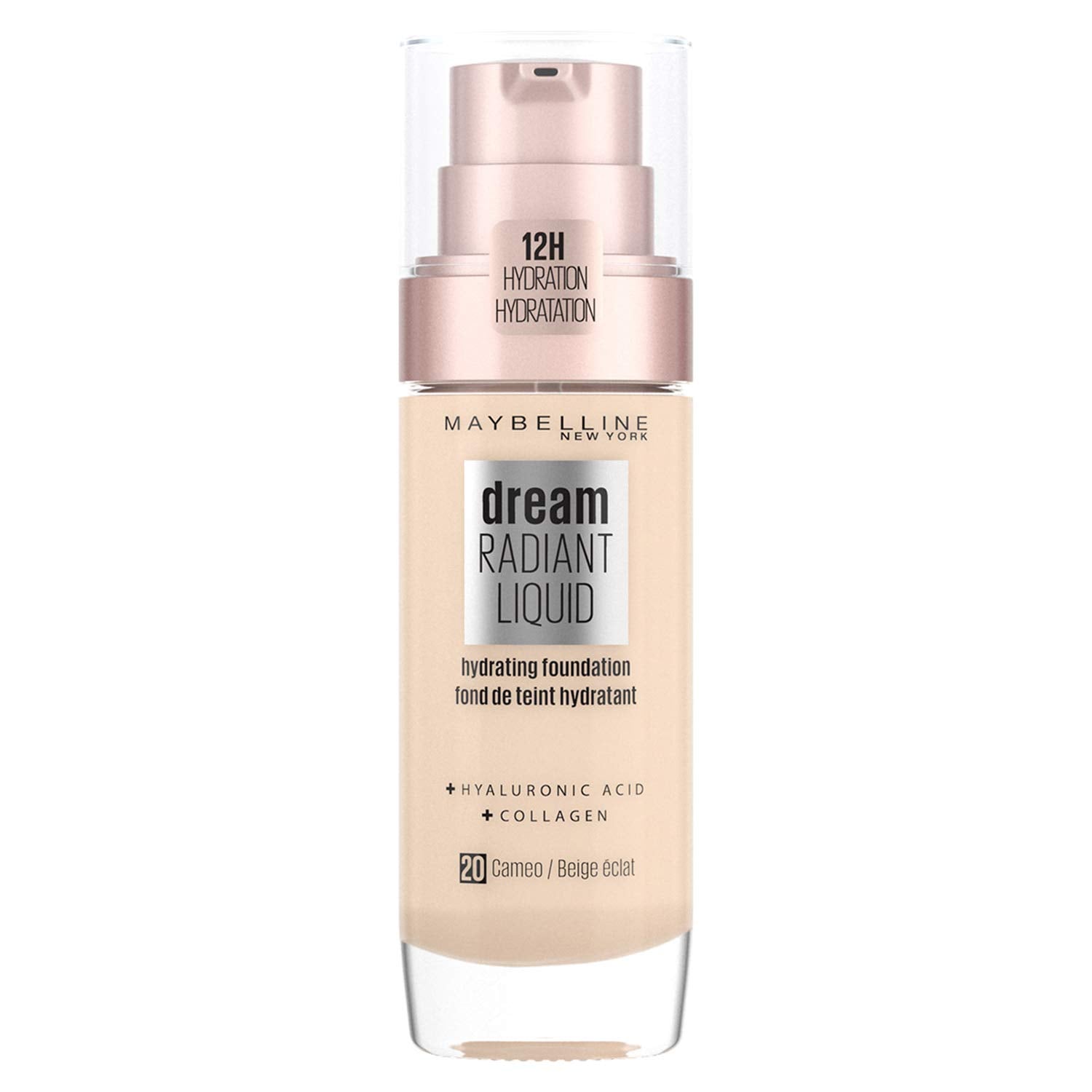 Maybelline Foundation, Dream Radiant Liquid Hydrating Foundation with Hyaluronic Acid and Collagen - Lightweight, Medium Coverage Up to 12 Hour Hydration, 30 Sand Halalzen