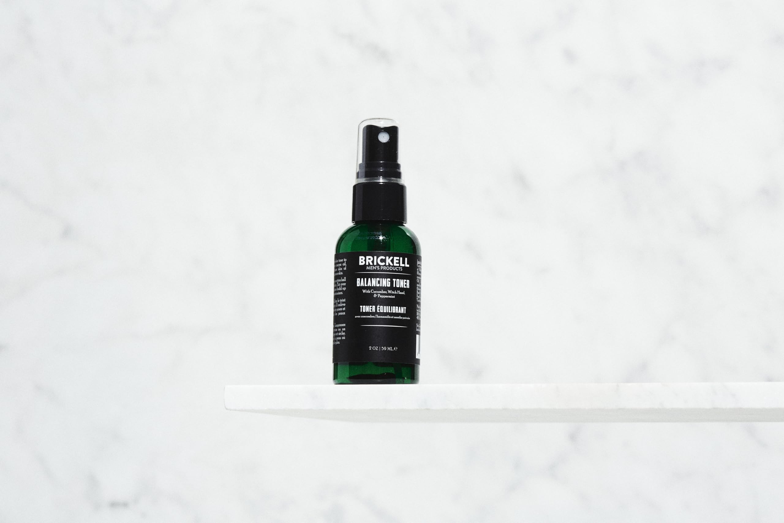 Brickell Men's Balancing Toner for Men, Natural and Organic Alcohol-Free Cucumber, Mint Facial Toner with Witch Hazel, 236 mL, Scented