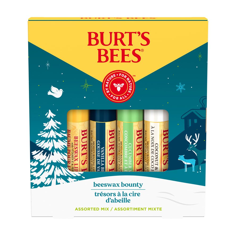 Burt's Bees Lip Balm Pomegranate, Moisturising Lip Balm With Beeswax & Vitamin E, 100% Natural Origin, 4.25g Halalzen