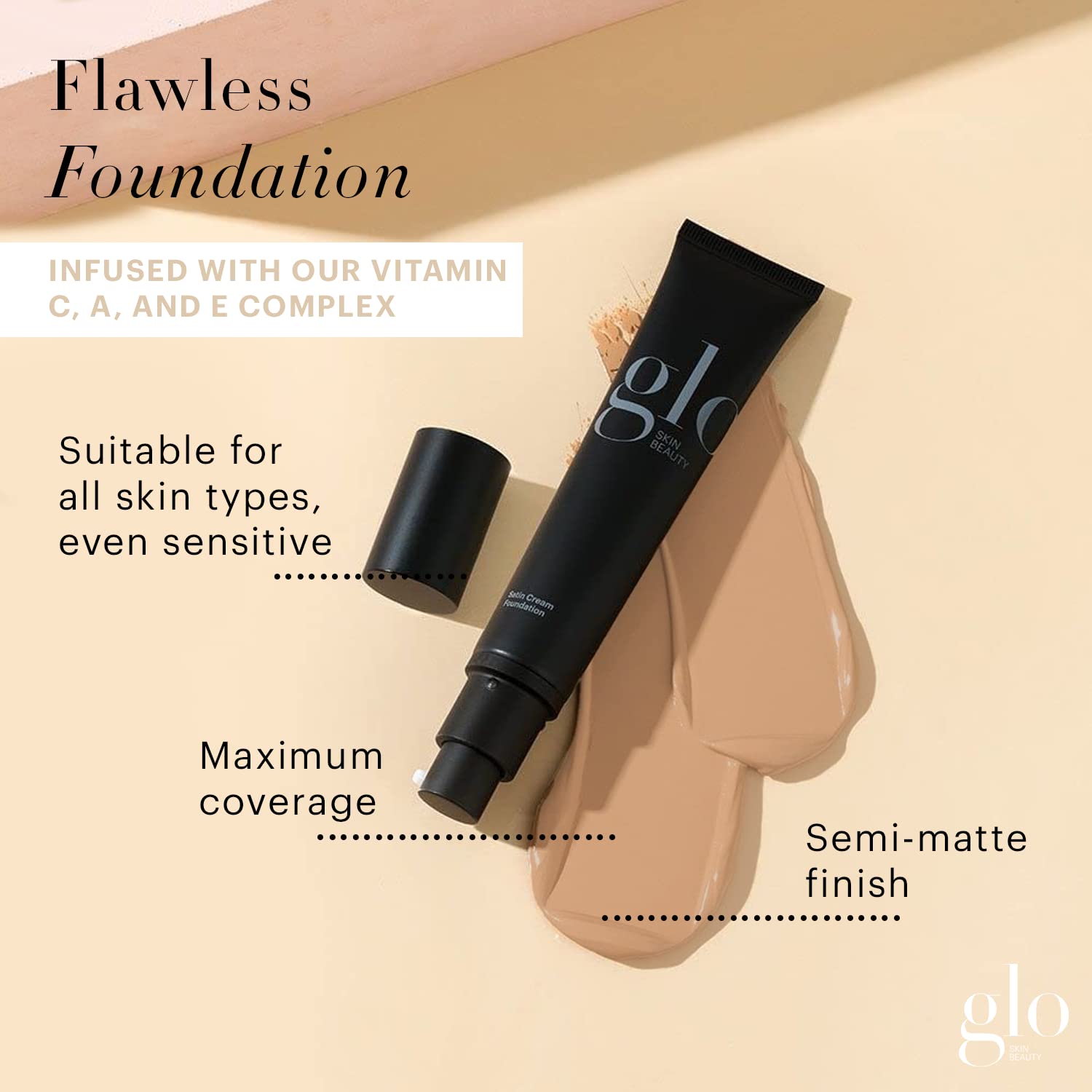 Glo Skin Beauty Satin Cream Foundation Makeup for Face, Honey Fair - Full Coverage, Semi Matte Finish, Conceal Blemishes & Even Skin Tone